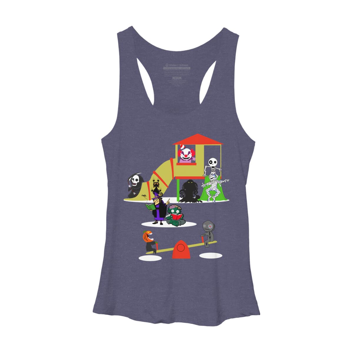 Women's Halloween Monster Playground Graphic Racerback Tank Top - Spooky Costume Party Outfit & Gifts - Perfect for Halloween Events, Cosplay & Themed Parties