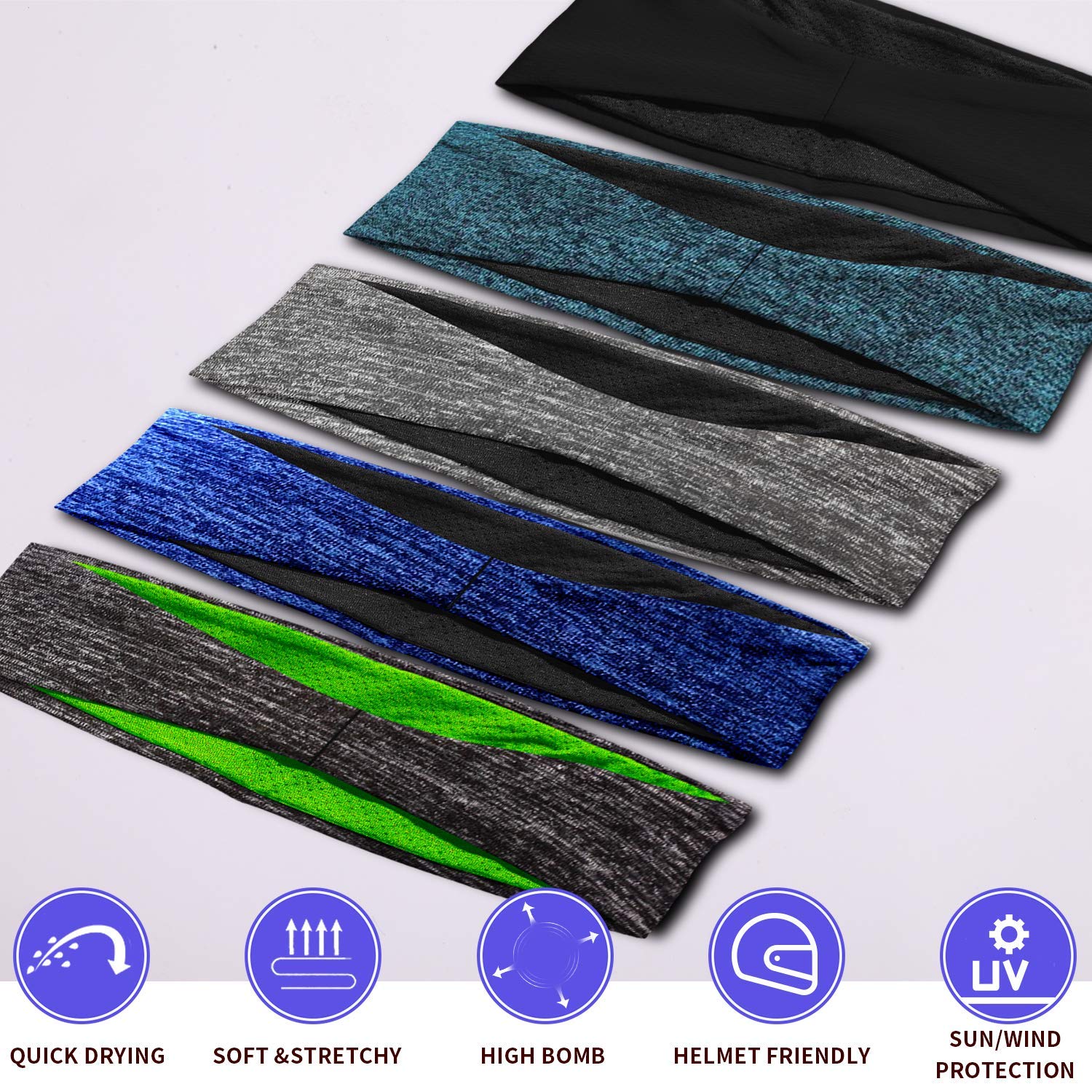 Braylin Men's Sweatbands - Breathable, Non-Slip Sports Headbands for Running, Gym & Basketball - Sweat-Wicking Workout Headbands for Men