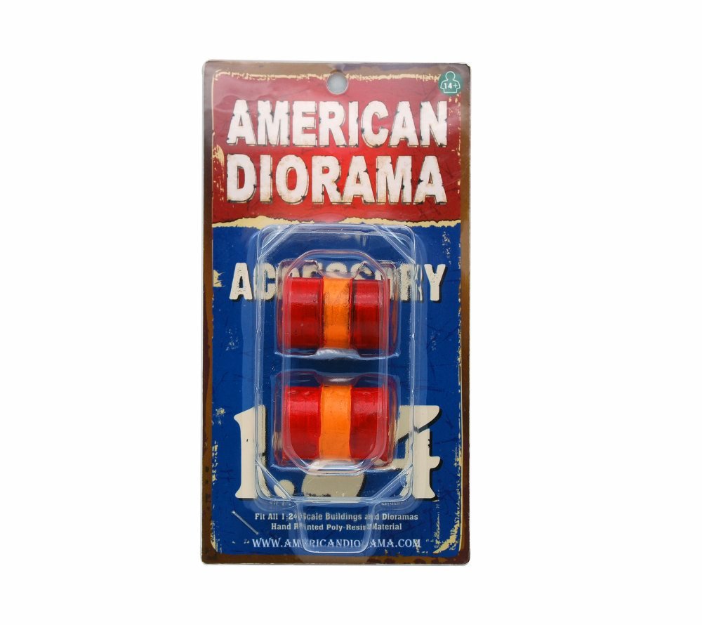 American Diorama 23985 - 2-Piece Oil Drum Accessory Set for 1:24 Scale Model Cars & Dioramas | Perfect for Miniature Scenes, Truck Displays & Collectors