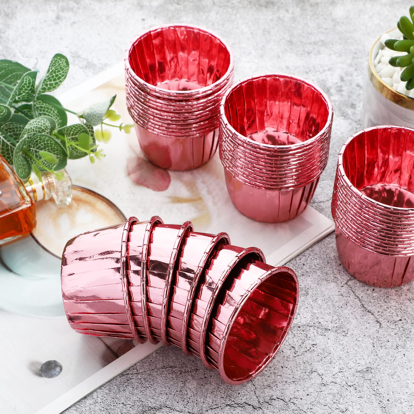 150-Piece Rose Gold Aluminum Cupcake Liners - Premium Baking Cups for Weddings, Birthdays & Baby Showers - Perfect for Party Desserts, Baking Decorations & Special Occasions