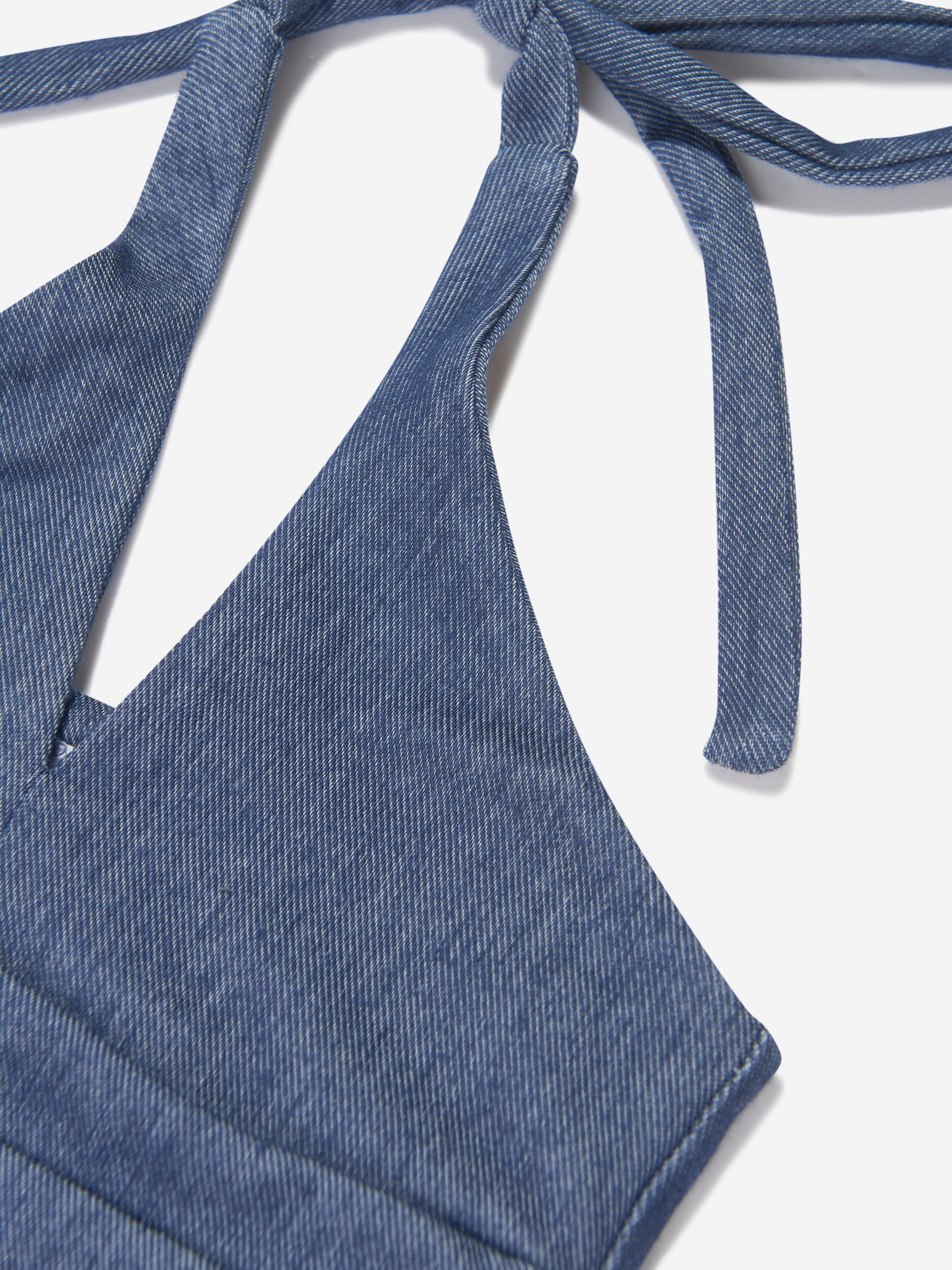 AY by AYLA Girls Denim Look Halterneck Swimsuit - Blue Two-Piece Swimwear for Kids, Beach & Pool Party Outfit | Perfect for Summer Vacation, Water Parks & Family Getaways