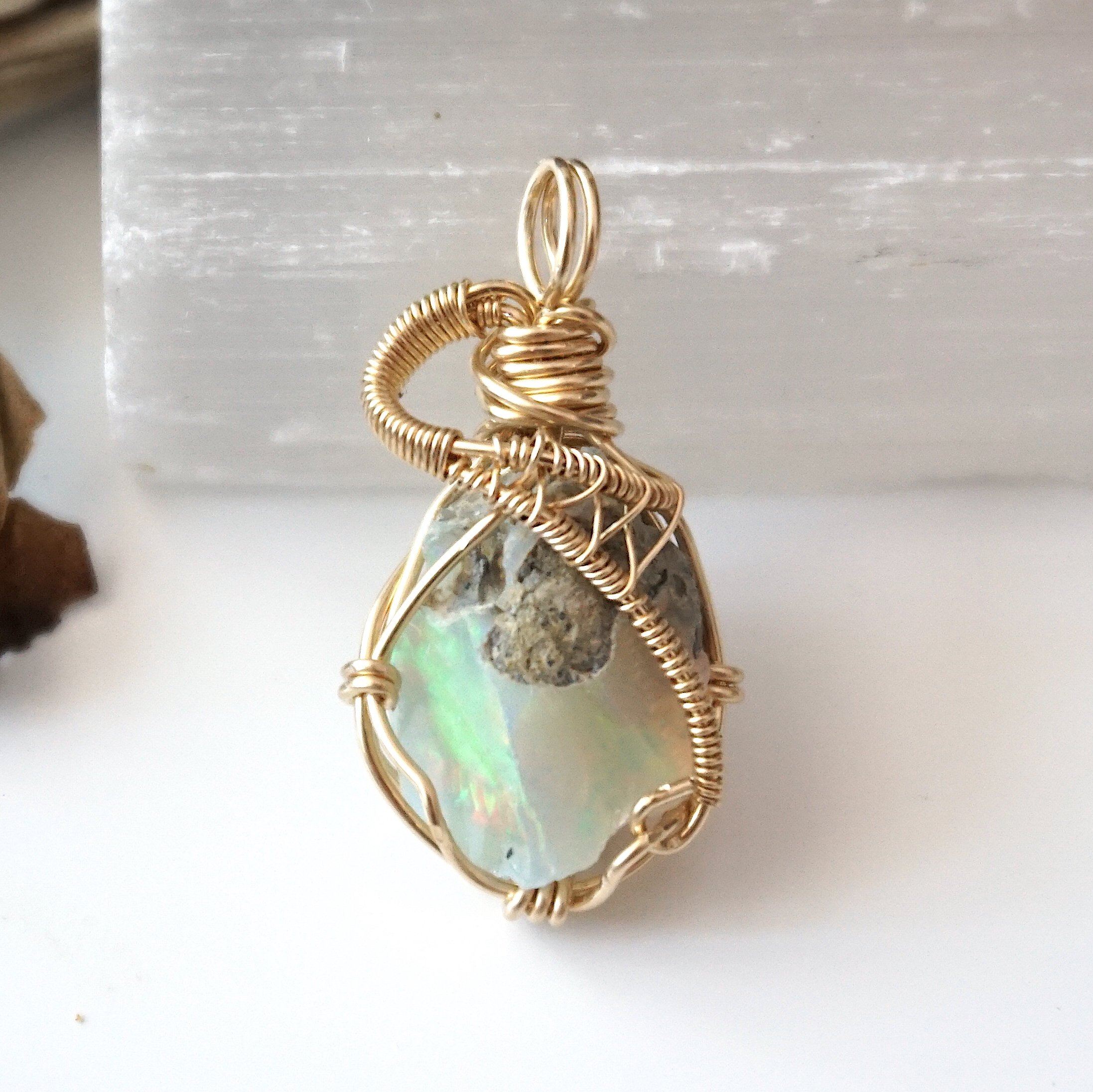 Fire Opal Necklace - 14k Gold Filled Pendant Jewelry for Women, Gift for Her, Birthday, Anniversary, Valentine's Day