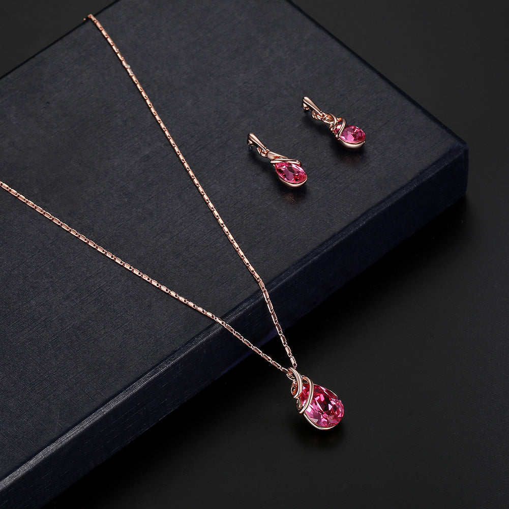 Stylish Alloy Gemstone Jewelry Set Necklace for Women - Perfect for Parties, Weddings & Everyday Wear