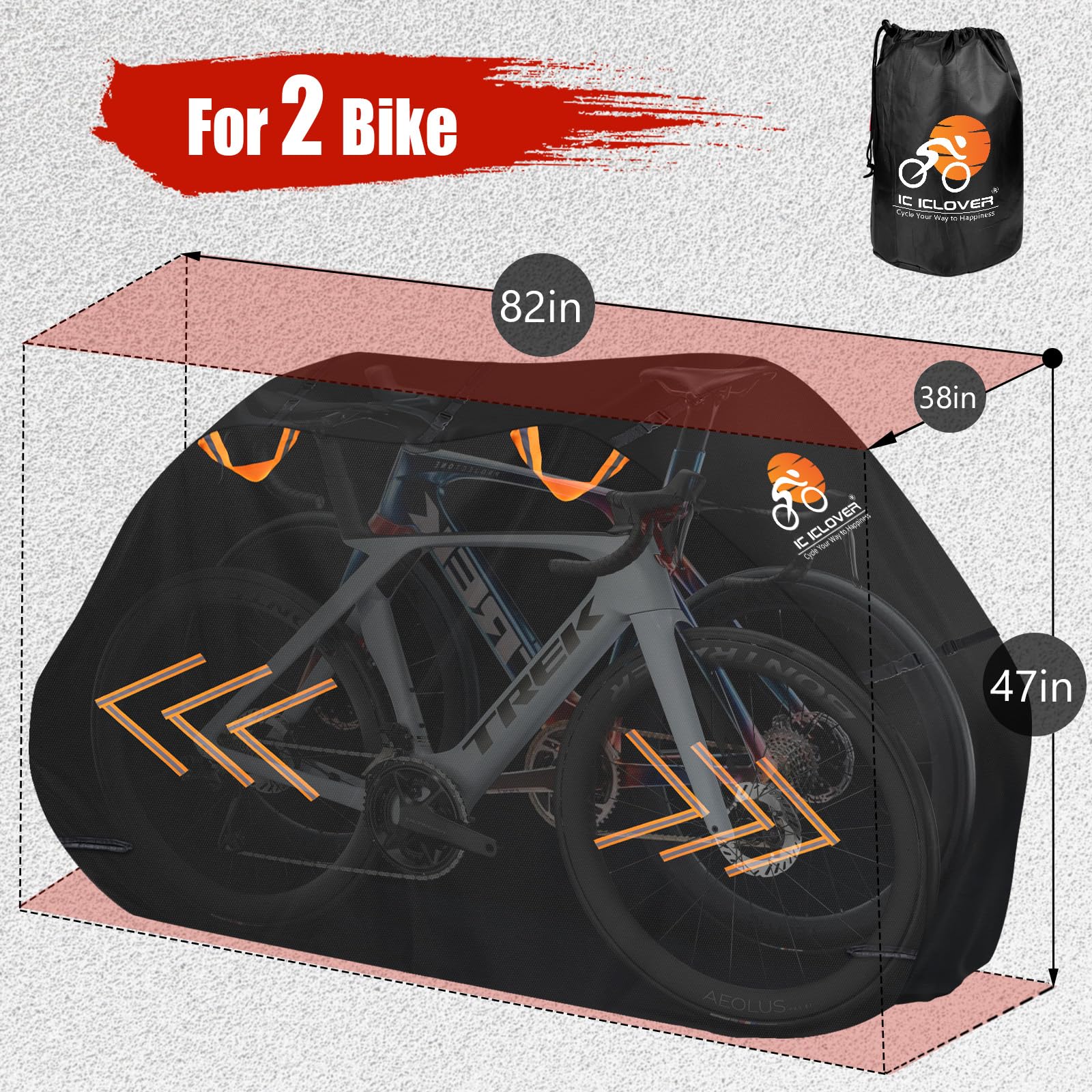 ICLOVER Waterproof Bike Cover for 2 Bikes - 600D Heavy-Duty Bicycle Transport Cover for Rear Hitch Rack - Universal Fit Outdoor Travel Storage Protection - Perfect for Road Trips, Camping & Cycling Adventures