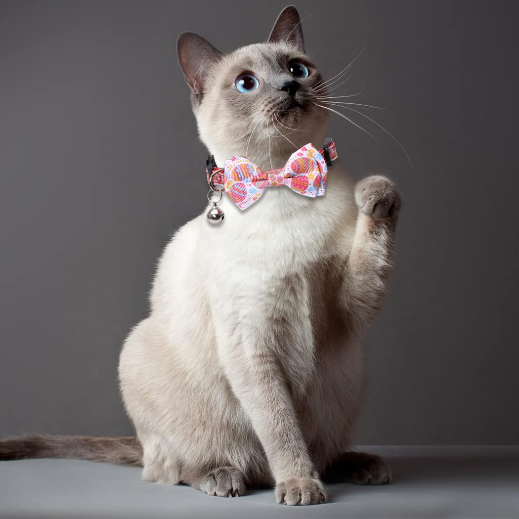 Lamphyface Breakaway Cat Collar with Adjustable Bow Tie & Bell - Easter Bunny Themed Pet Safety Collar for Kittens | Perfect for Easter Photos, Holiday Dress-Up & Kitty Fashion Accessories