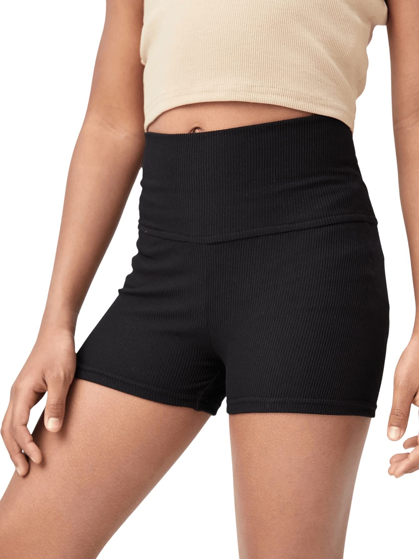 Floerns Girls Dance Shorts - Breathable Rib Knit Athletic Running Biker Shorts for Kids, Yoga, Gym & Playtime