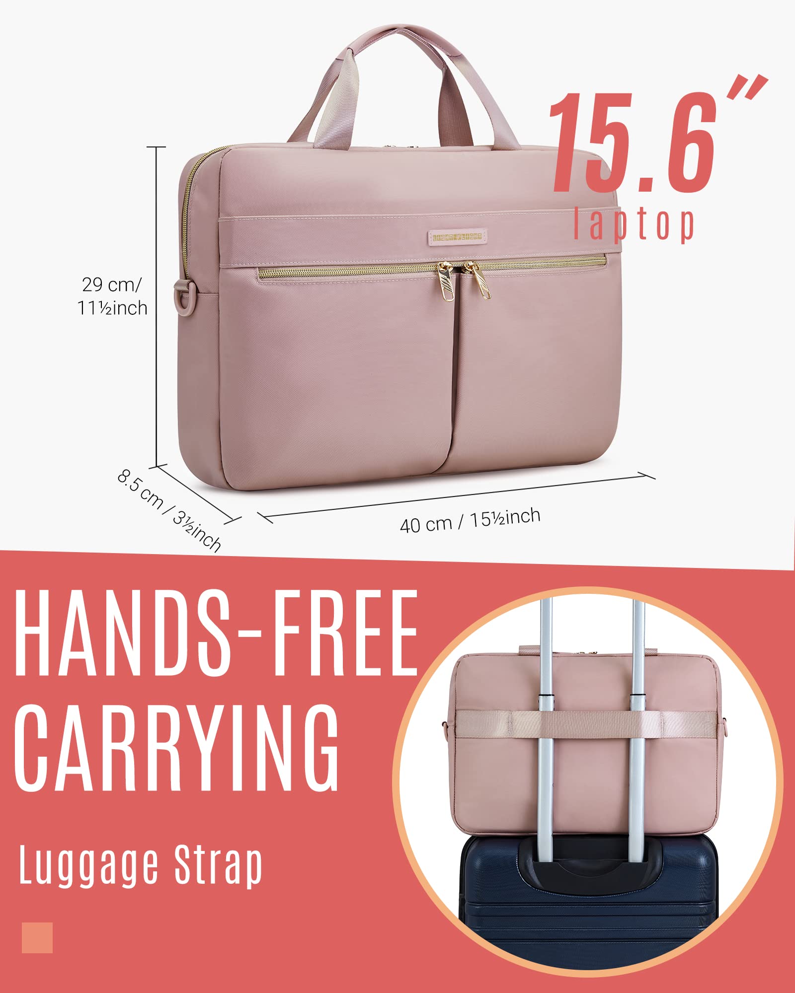 LIGHT FLIGHT 15.6/17.3 Inch Laptop Bag for Women - Stylish Nylon Briefcase with Large Capacity for Office, Business Travel & Work Commute | Durable Computer Case for Professionals & Students