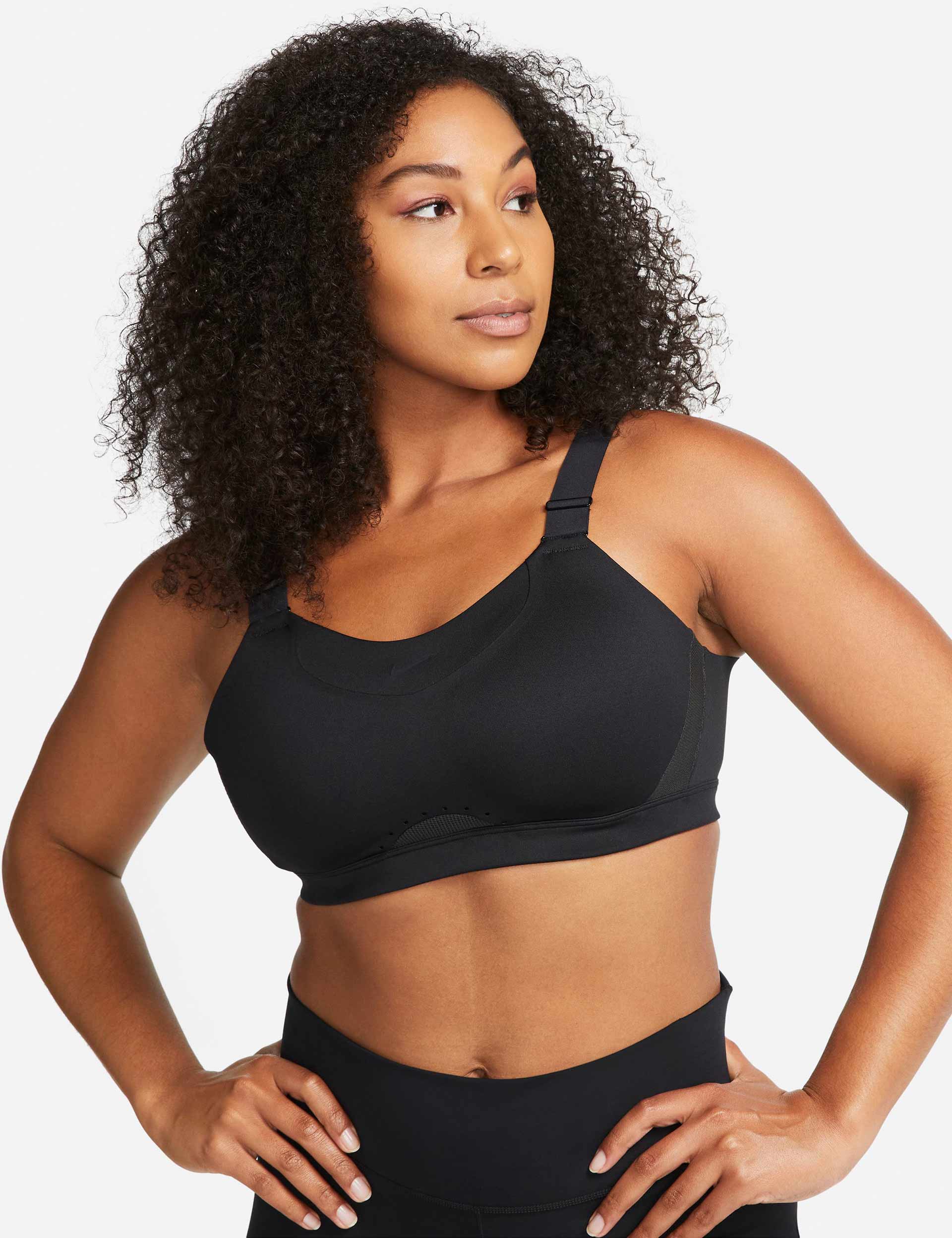 Nike Dri-FIT Alpha Sports Bra for Women - Black/Dark Smoke Grey - High Support Workout Bra for Running, Yoga & Gym