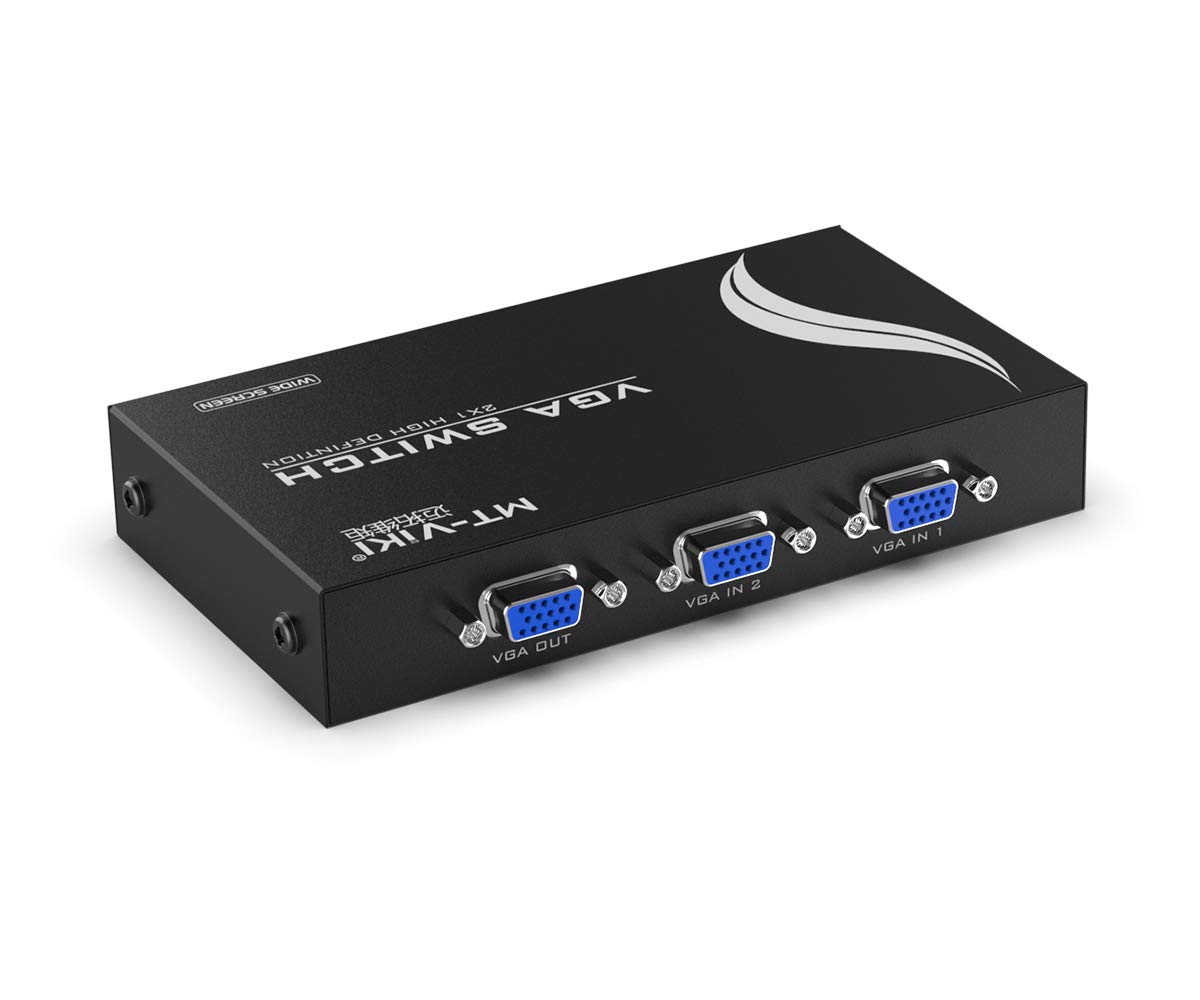 MT-VIKI VGA Switch 2 Port - Share 2 Computers with 1 Monitor - 1920x1440 Resolution - Ideal for Office, Gaming & Multi-PC Setup