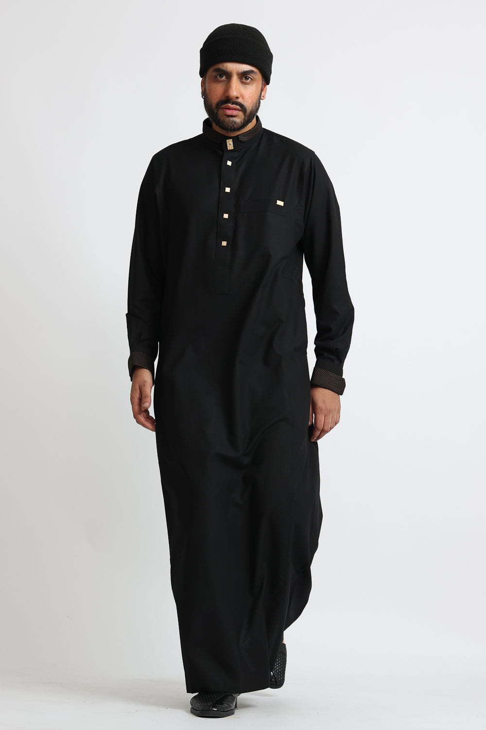 Premium Black Thobe for Men - Traditional Islamic Robe - J124 | Perfect for Eid, Ramadan & Special Occasions