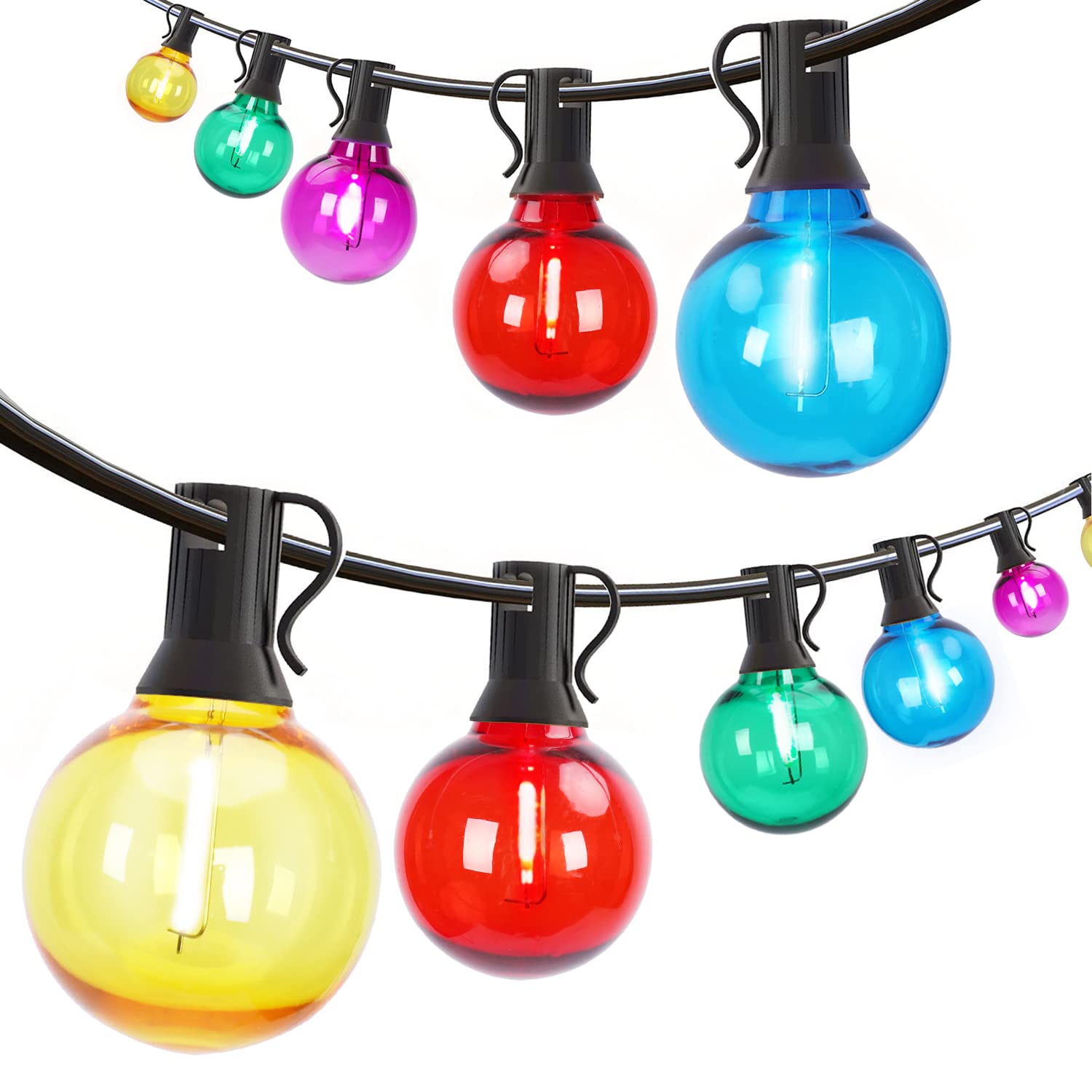 Afirst 25FT Outdoor LED String Lights - 27 Waterproof Shatterproof Multicolor Patio Lights for Garden, Backyard, Wedding, Holiday Party & Christmas Decorations