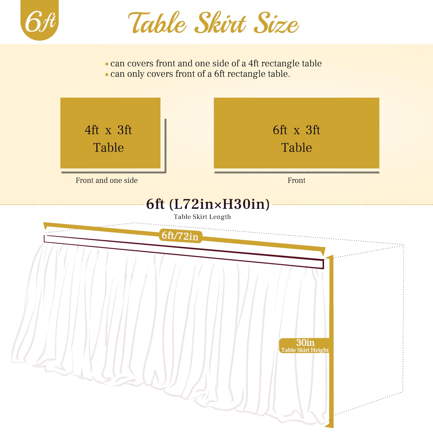 Suppromo 6ft White Tulle Table Skirt - Elegant Tutu Table Cover for Rectangle & Round Tables - Perfect for Weddings, Bridal Showers, Birthday Parties & Event Decorations - Adds a Romantic Touch to Any Celebration