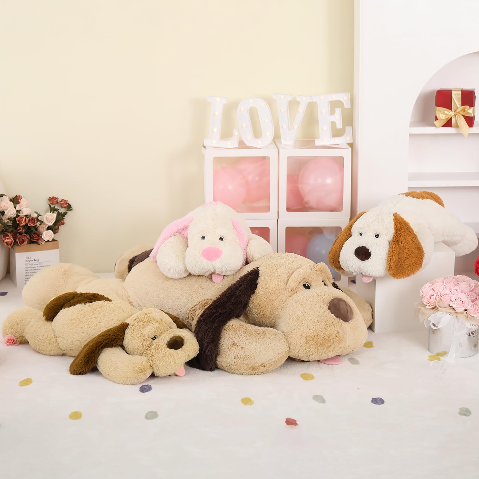 MorisMos 31 Inch Large Dog Stuffed Animal - Extra Big Soft Plush Puppy Pillow Toy for Kids & Girls | Perfect for Cuddling, Nursery Decor, and Gift Giving