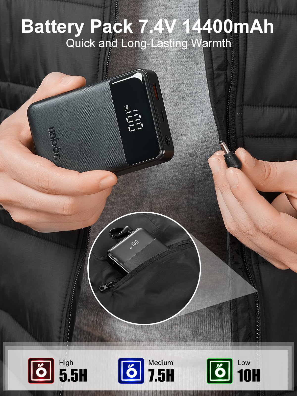 Rechargeable Heated Vest for Men - Lightweight Electric Heating Jacket with Battery Pack - Perfect for Winter Outdoor Activities, Hiking, and Camping