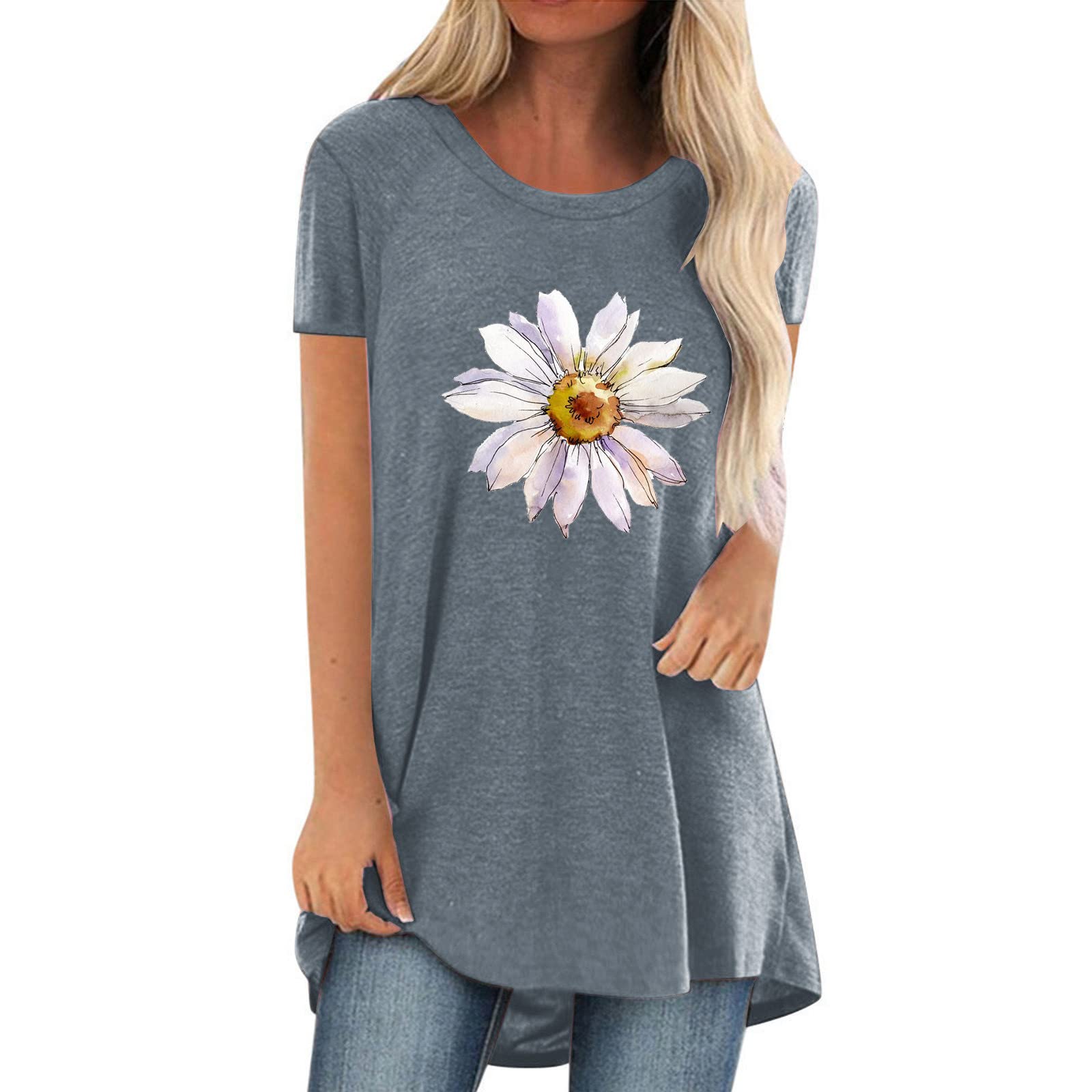 Women's Casual T-Shirts - Summer Cute Printed Tee, Loose Fit Plus Size Short Sleeve Shirts, Sexy Comfortable Blouses & Tunics | Perfect for Everyday Wear, Beach Outings, and Summer Vacations