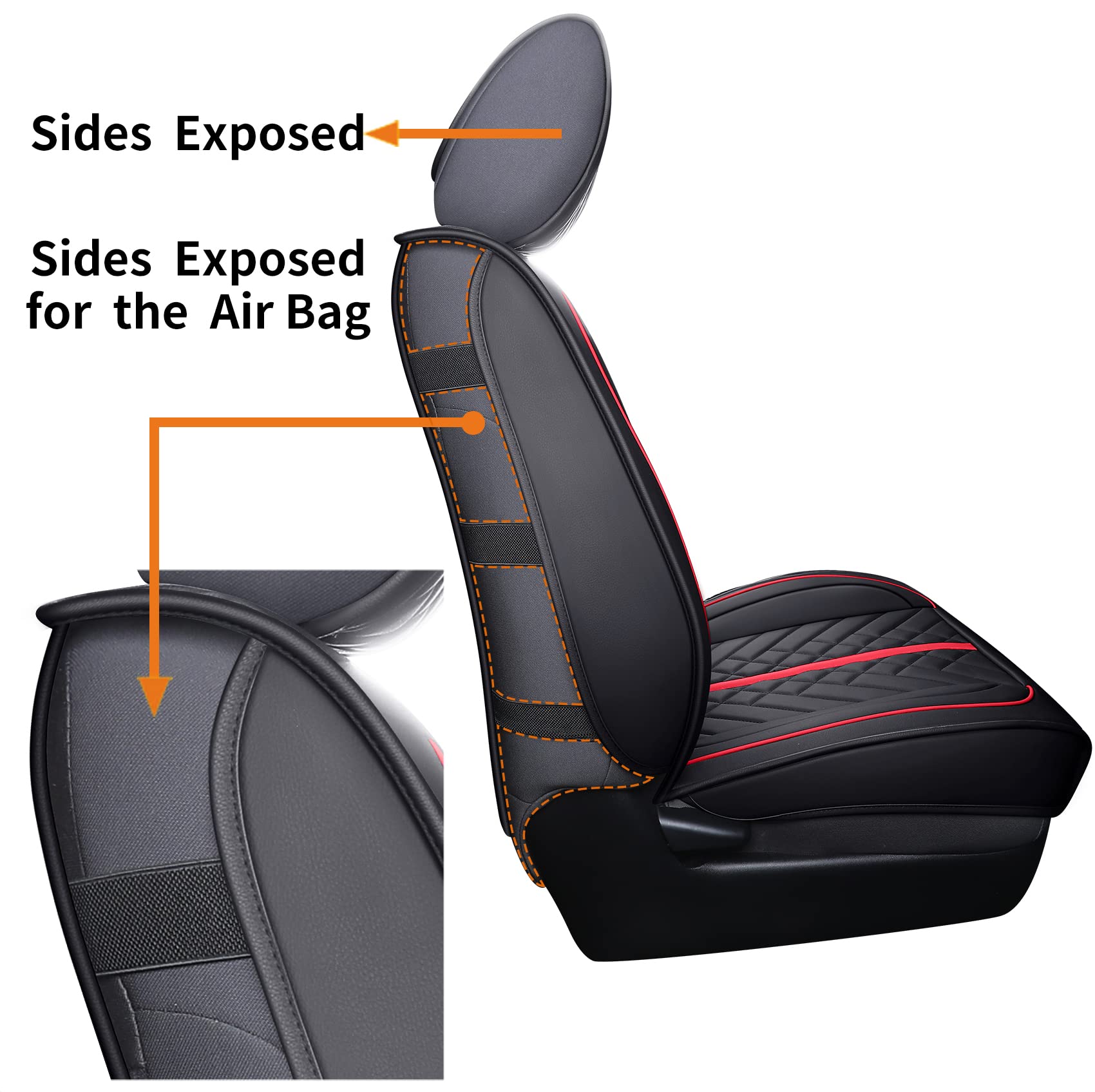 Premium Custom Fit Toyota Tacoma Seat Covers (2005-2025) - Black & Red TRD Style for Double Cab, Crew Cab, TRD Pro, Trail & Off-Road Editions | Durable 2-Piece Front Set for Enhanced Comfort & Protection During Daily Commutes, Off-Road Adventures & Work Trucks
