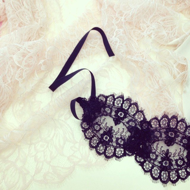 Black Rayna Alencon Lace Blindfold Venetian Sleep Mask - Elegant Eye Cover for Spa, Meditation, Travel & Sensual Play