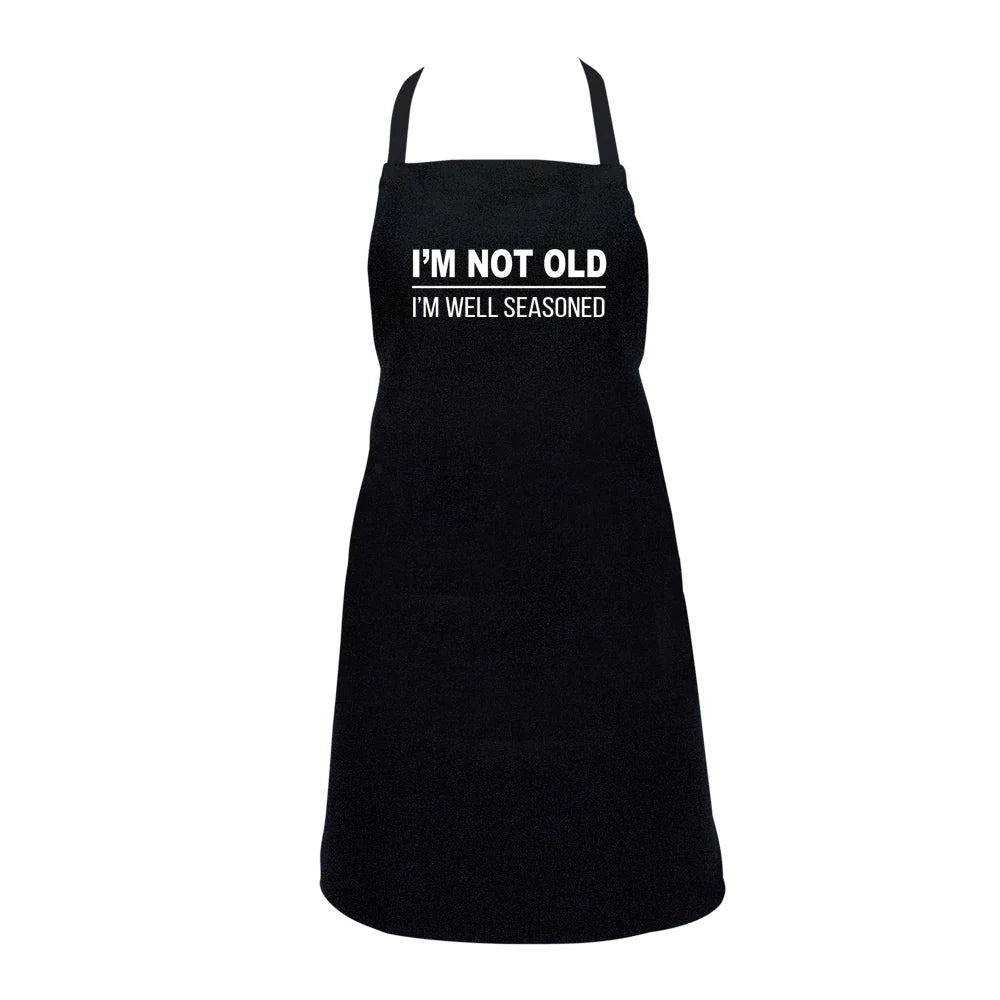 Annabel Trends Apron - 'I'm Not Old I'm Well Seasoned' Funny Kitchen Apron for Women & Men - Perfect for Cooking, Baking, BBQ and Housewarming Gifts