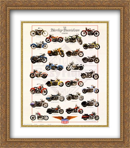 Harley-Davidson Legend 2x Matted 28x40 Framed Art Print - Gold Ornate Wall Decor for Motorcycle Lovers | Perfect for Man Cave, Garage, or Biker Bar Decor