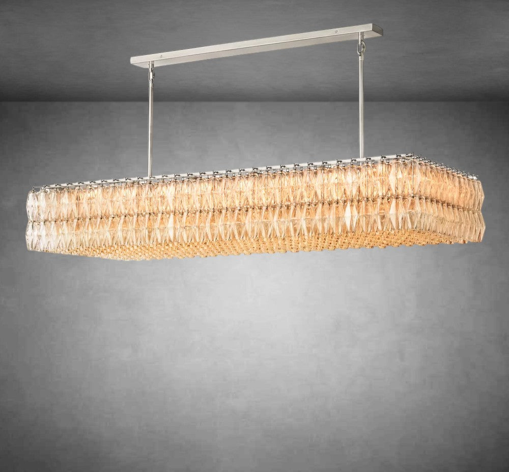 Modern Clear Glass Rectangular Chandelier - 54