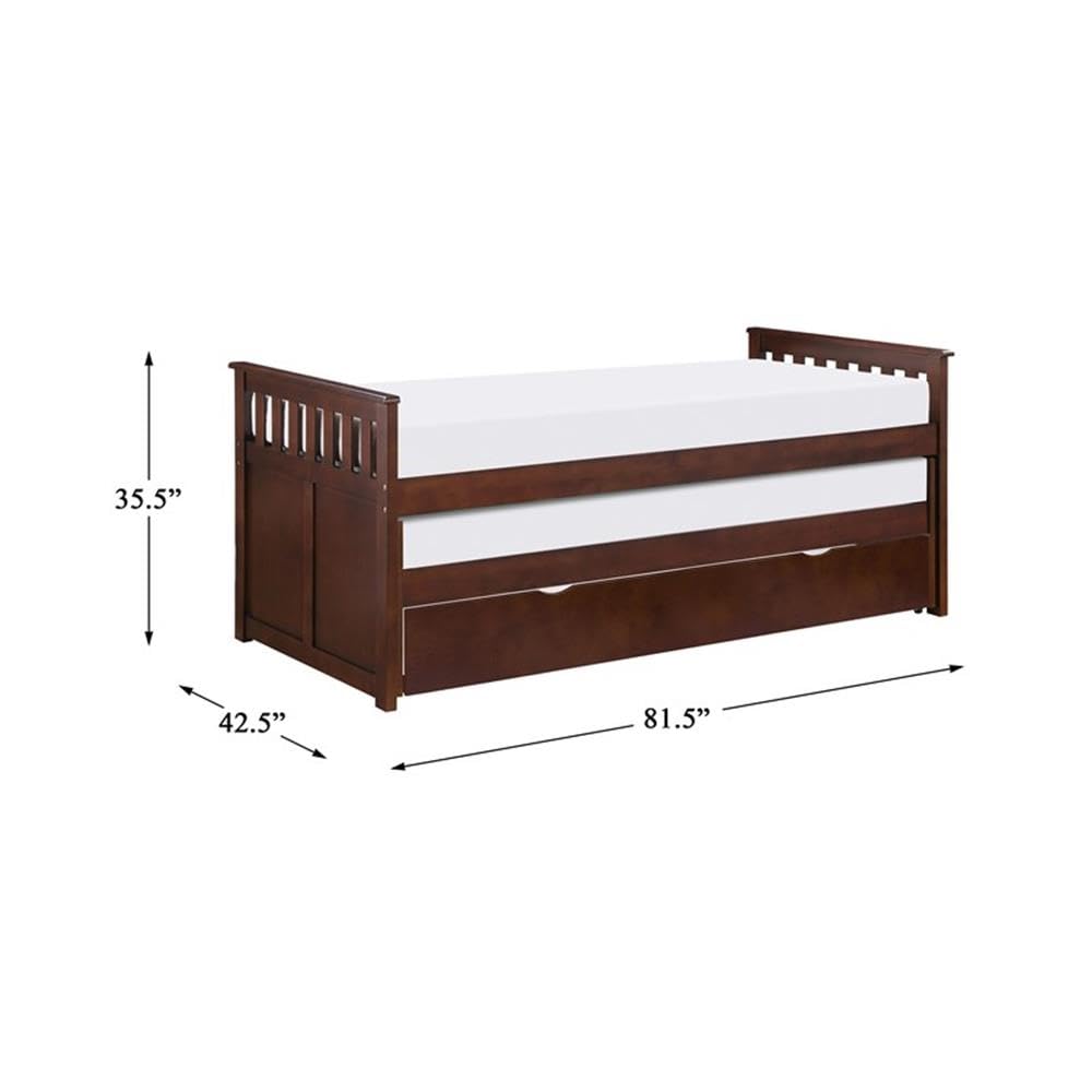 Lexicon Rowe Transitional Wood Twin/Twin Bed with Twin Trundle in Dark Cherry - Perfect for Kids' Bedrooms, Guest Rooms & Space-Saving Solutions
