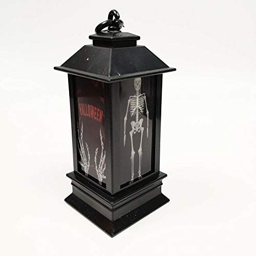 Allkpoper Portable Halloween Vintage LED Lantern - Skeleton Party Hanging Decor, Battery Operated Night Light for Spooky Home Decor, Outdoor Camping & Garden Halloween Decoration