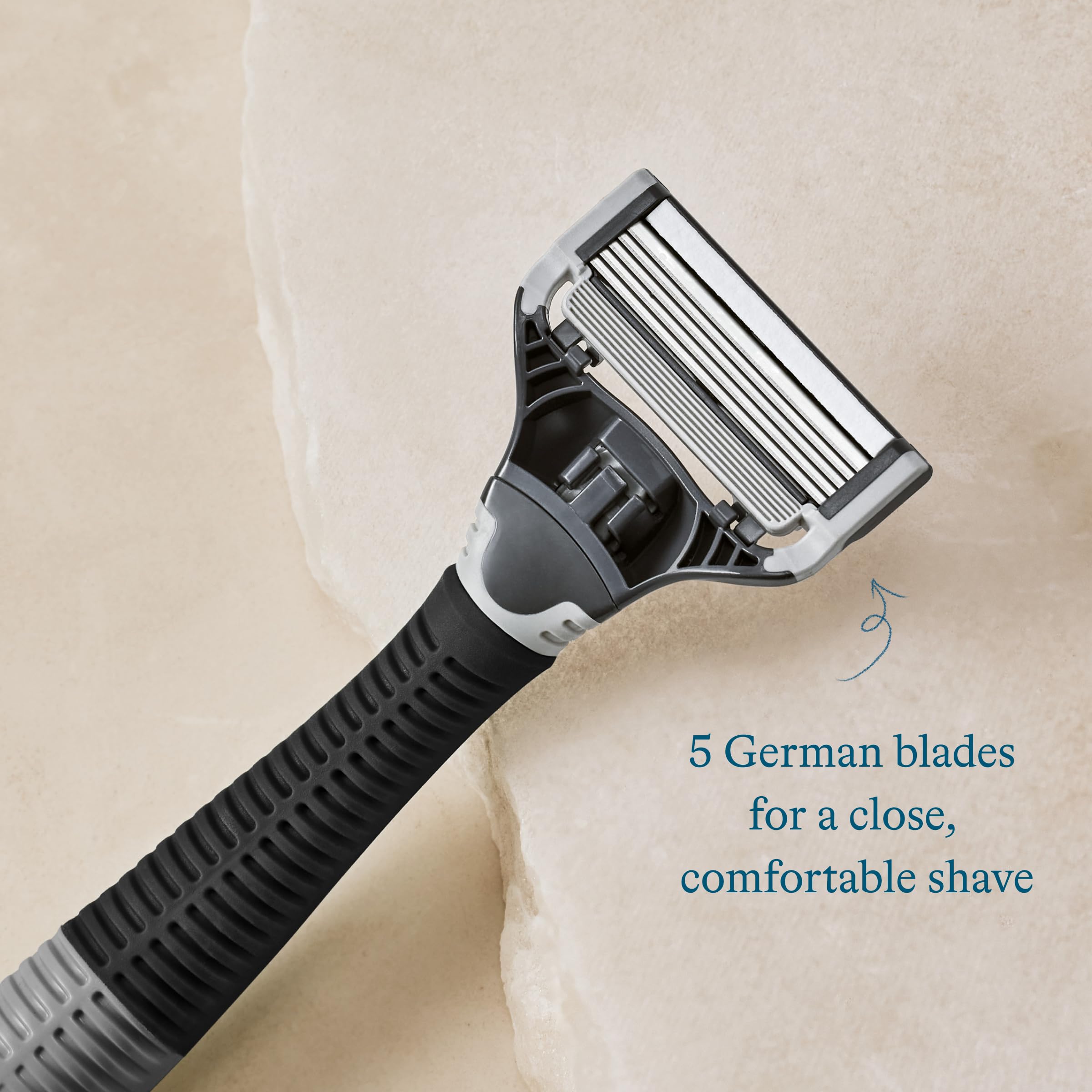 Premium Harry's Men's Shaving Kit - 5-Blade Razor Handle with 3 Refills, Foaming Shave Gel & Travel Cover - Charcoal Black - Perfect for Travel & Daily Grooming Routine