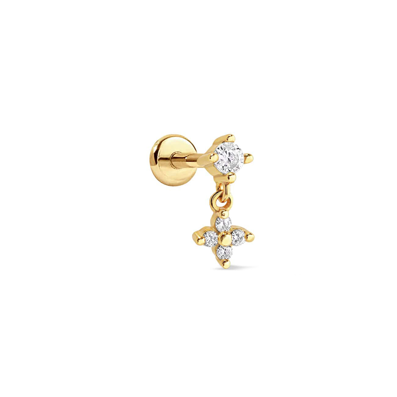 Crystal Flower Dangle Flat Back Ear Studs - Elegant Jewelry for Women, Perfect for Parties, Weddings & Daily Wear