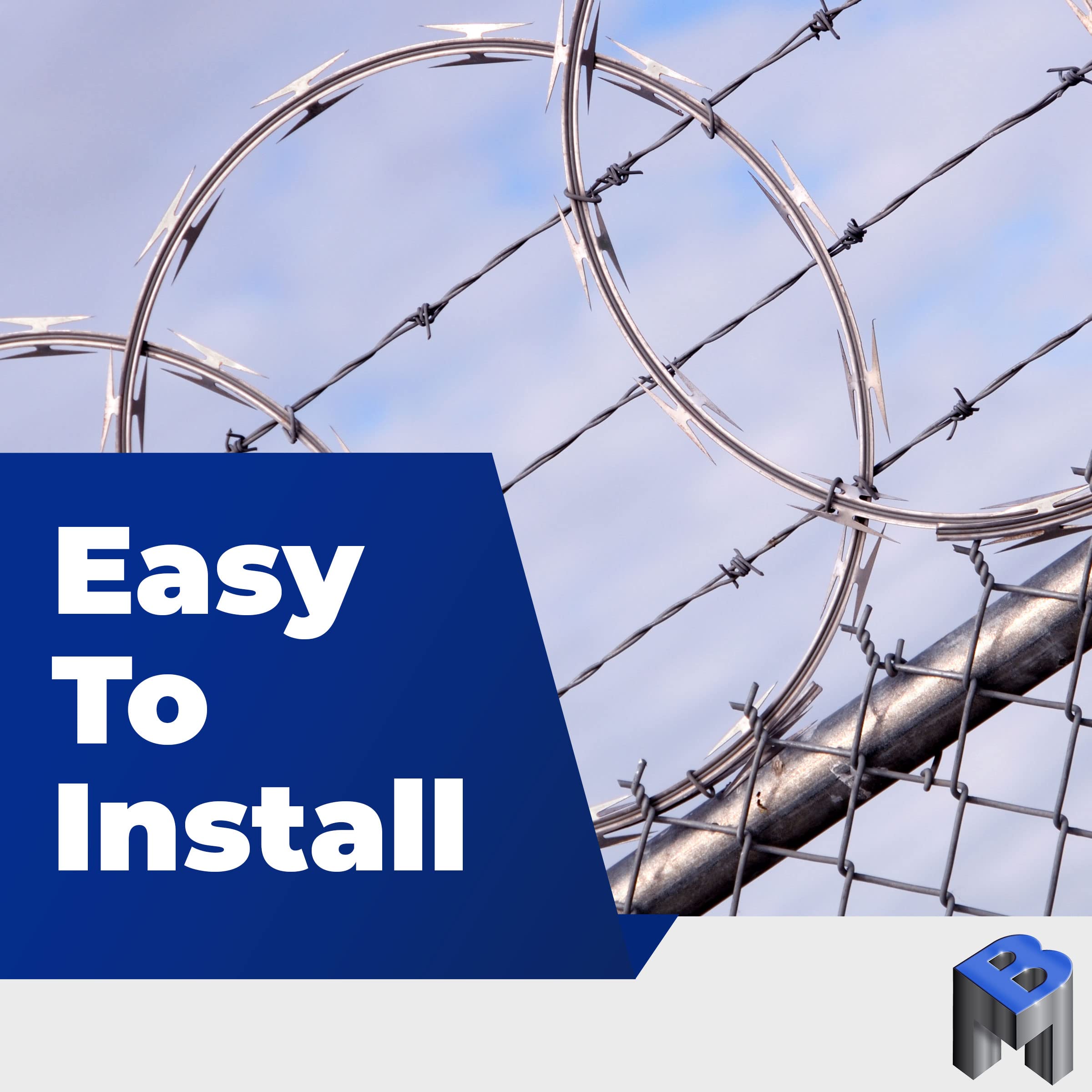 Galvanized Steel CBT-65 Razor Wire - Heavy Duty Security Fencing (5 Pack, 50 Feet per Roll) - Ideal for Perimeter Protection, Military Bases, and High-Security Areas