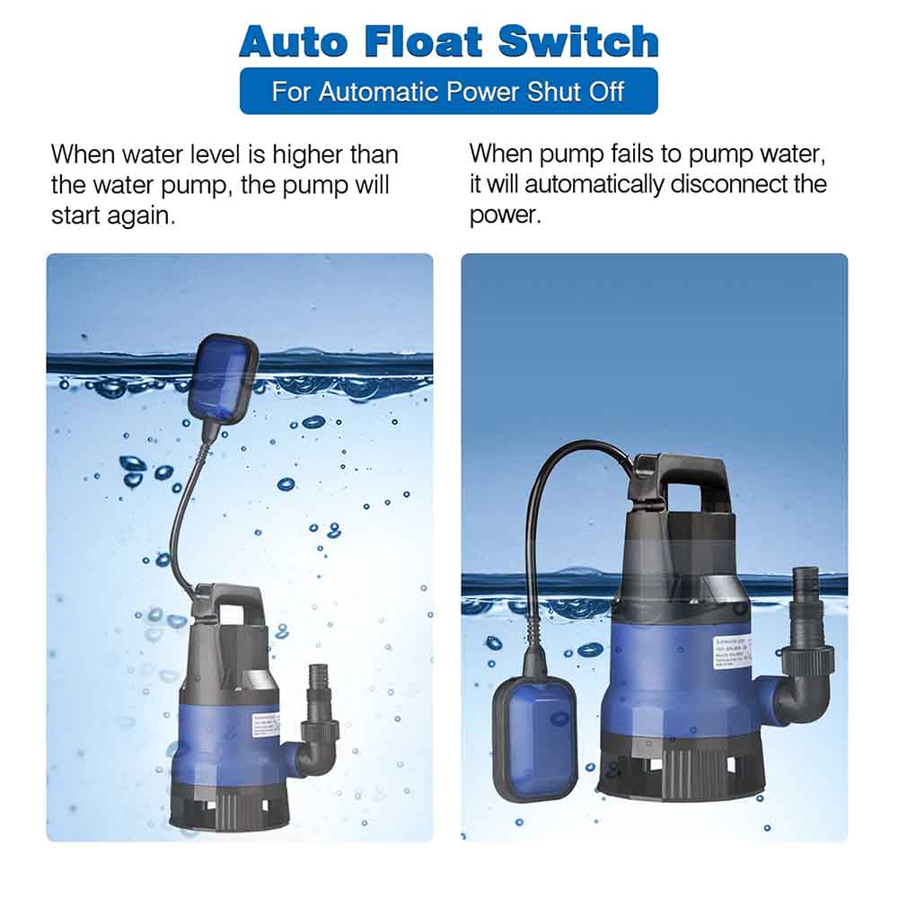 1/2HP Submersible Dirty Water Pump with Float Switch - Heavy Duty Utility Pump for Basement, Pool, Flood, and Sewage - TheLAShop