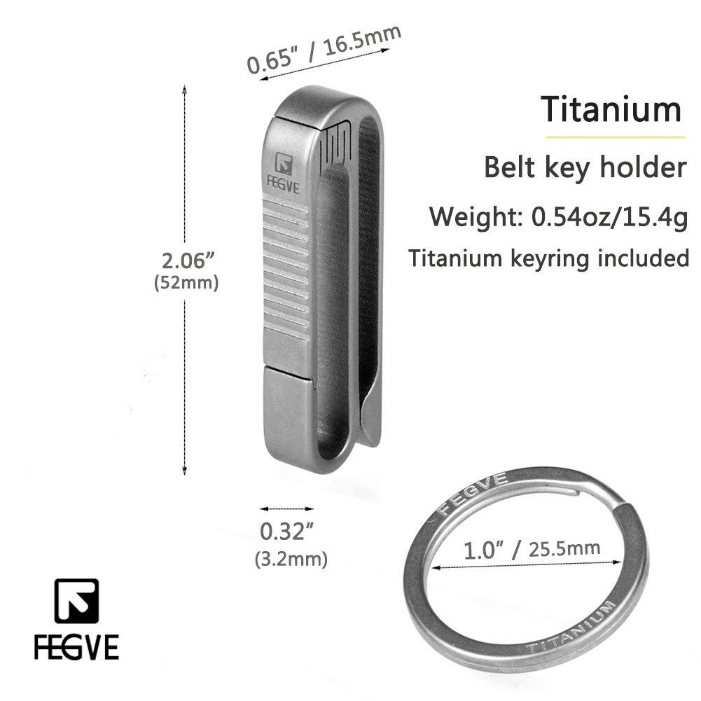 FEGVE Titanium Belt Key Holder - Durable Key Clip with Keyring for Men & Dad | Perfect for Everyday Carry, Outdoor Adventures & Gifts