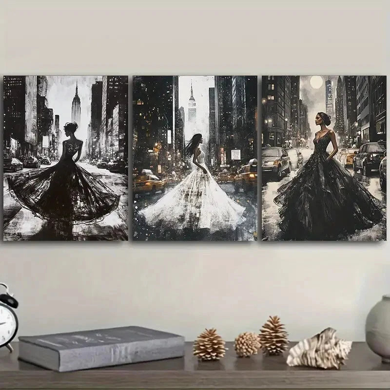 3-Piece Luxurious Metal Wall Art Prints - Ready to Hang Modern Home Decor for Living Room, Bedroom & Office