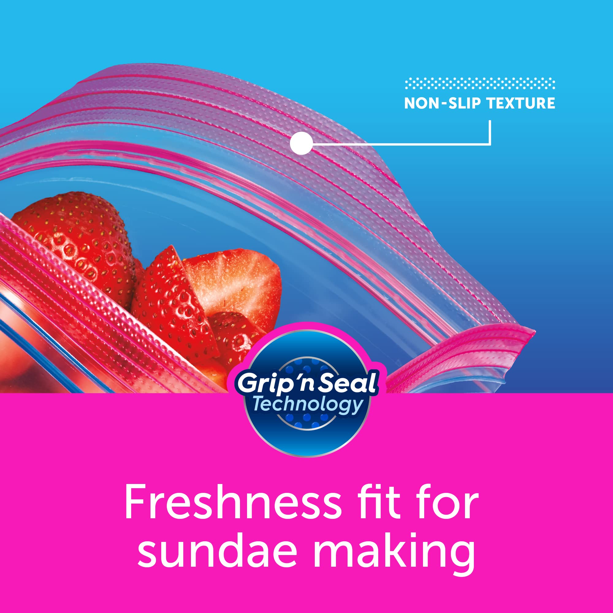 Ziploc 2 Gallon Food Storage Bags with Grip 'n Seal Technology - 12 Count | Leakproof Freezer Bags for Meal Prep, Leftovers & Bulk Food Storage | Easy Open & Close for Home, Kitchen & Camping Use