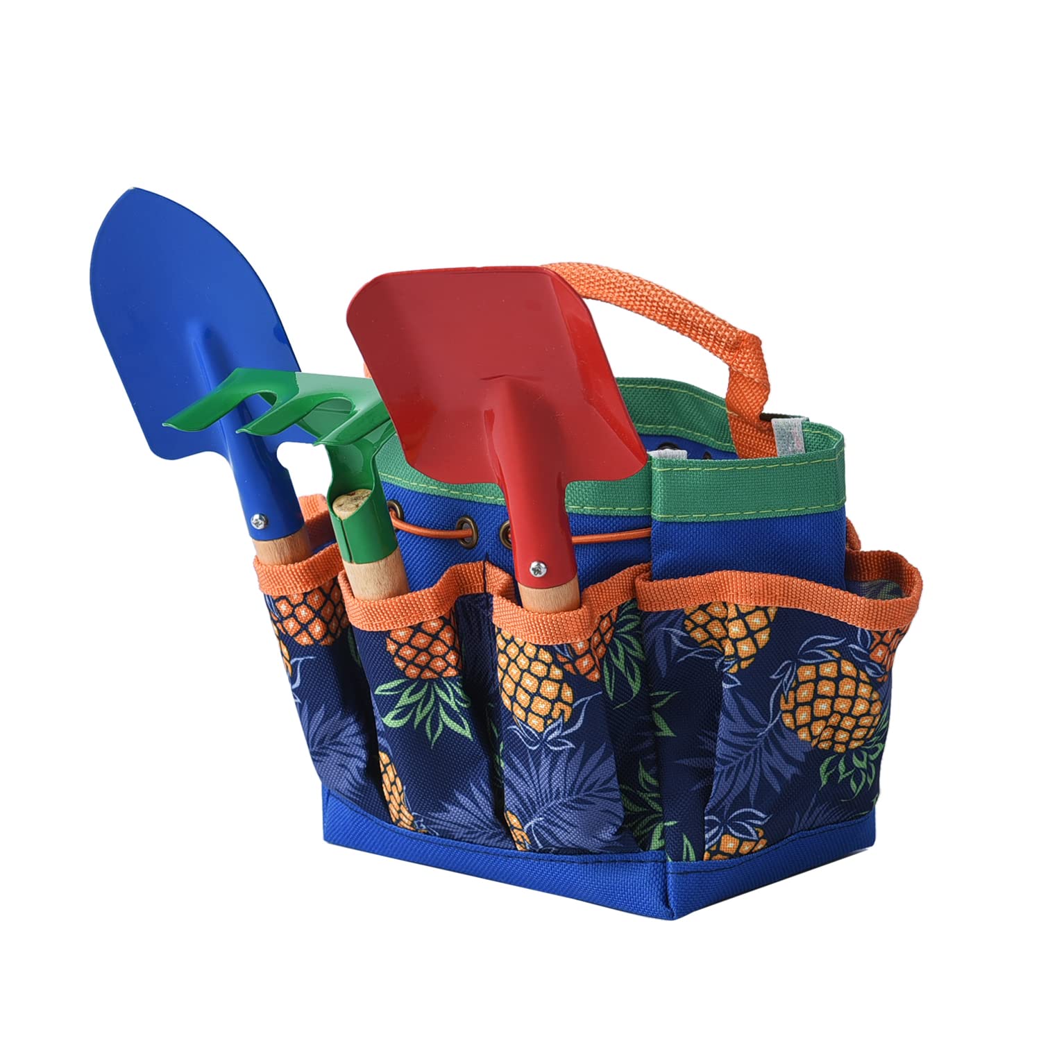 Women's 4-Piece Garden Tool Set with Wooden Handles - Heavy Duty Shovel, Trowel, Rake & Organizer for Succulent Planting