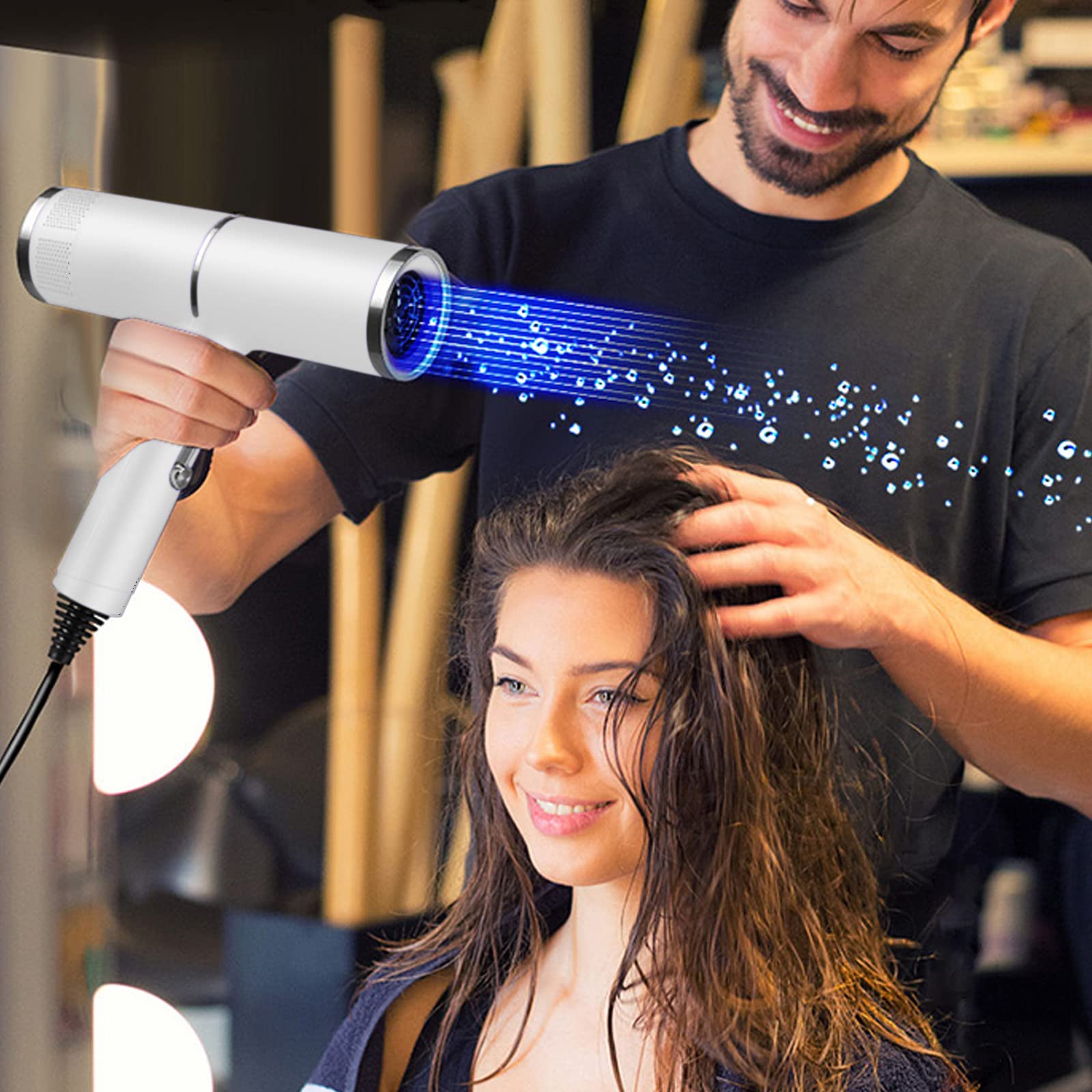 Professional Ionic Travel Hair Dryer - Lightweight & Portable Blow Dryer for Normal & Curly Hair | Fast Drying with Volume Styling Nozzle | Perfect for Home, Gym, Travel & Salon Use (White)