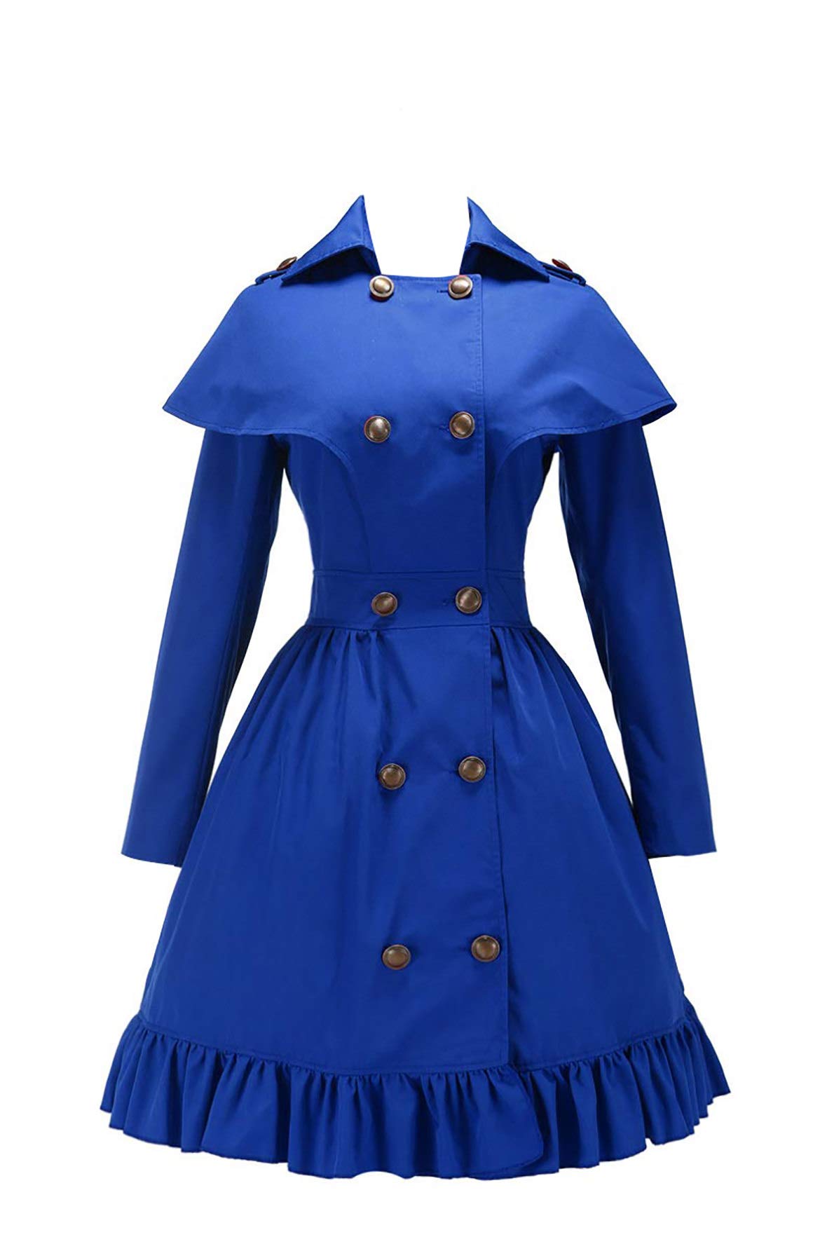 XOMO Victorian Gothic Cape Coat Dress - Double-Breasted Military Style Long Sleeve Jacket for Women | Elegant Vintage Outerwear for Halloween, Cosplay, and Formal Events