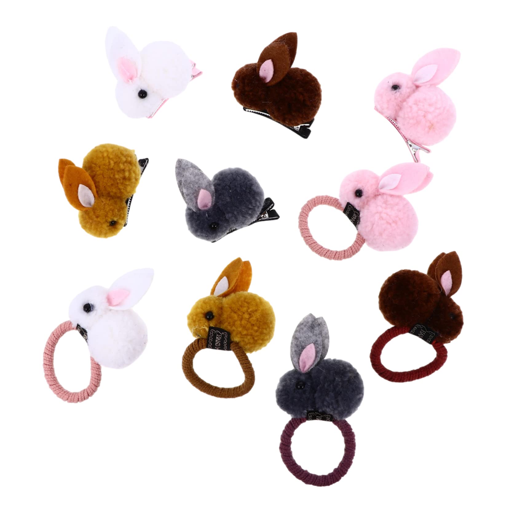FOMIYES 10pcs Bunny Hair Clips & Hair Ties Set for Girls - Cute Rabbit Hair Accessories for Ponytails, Braids & Easter Outfits - Perfect for School, Parties & Daily Wear