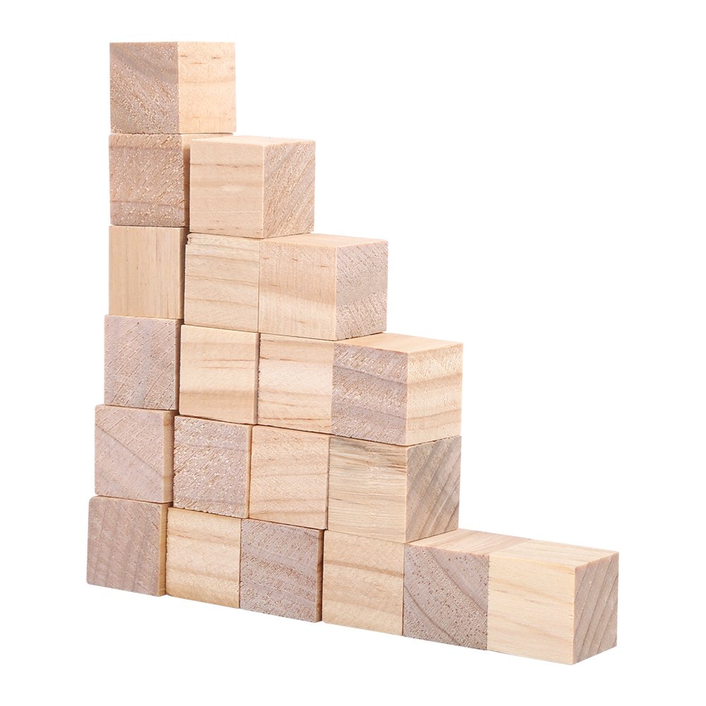20pcs Natural Wood Cubes for DIY Crafts - 20mm Wooden Blocks for Kids Toys, Handmade Wooden Crafts, Home Decor & Scrapbooking Projects - Perfect for School Art Projects, Gift Wrapping & Table Centerpieces