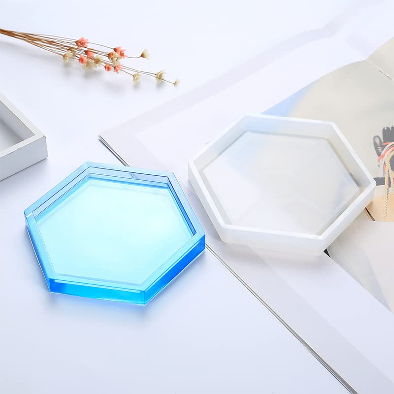 AMind4U 6PCS Silicone Resin Molds Kit - Hexagon, Square, Circle & Heart Epoxy Coaster Molds for Beginners | DIY Home Decor, Wedding Favors & Craft Projects