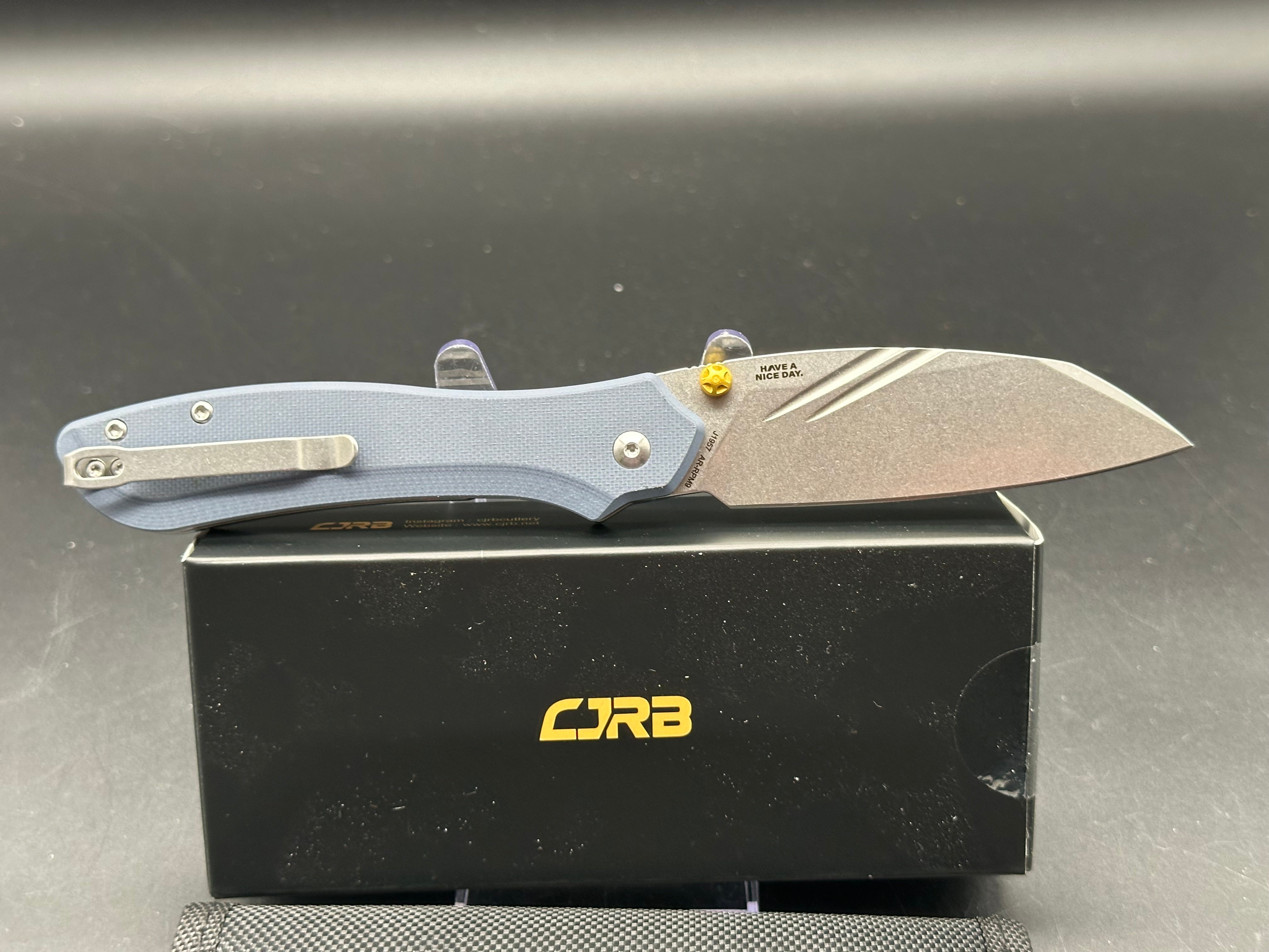 CJRB FUGLY Pocket Knife - Gray G10 Handle, AR-RPM9 Steel, Wharncliffe Plain Edge Blade - EDC, Outdoor, Camping & Everyday Carry