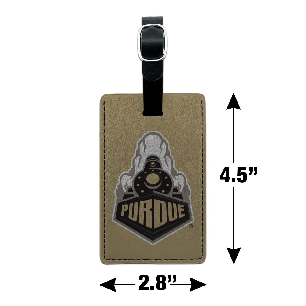 Purdue University Rectangle Leather Luggage Tag - Durable Carry-On ID Card Holder for Suitcases, Backpacks & Travel Bags - Perfect for Business Trips, Vacations & College Campus Use