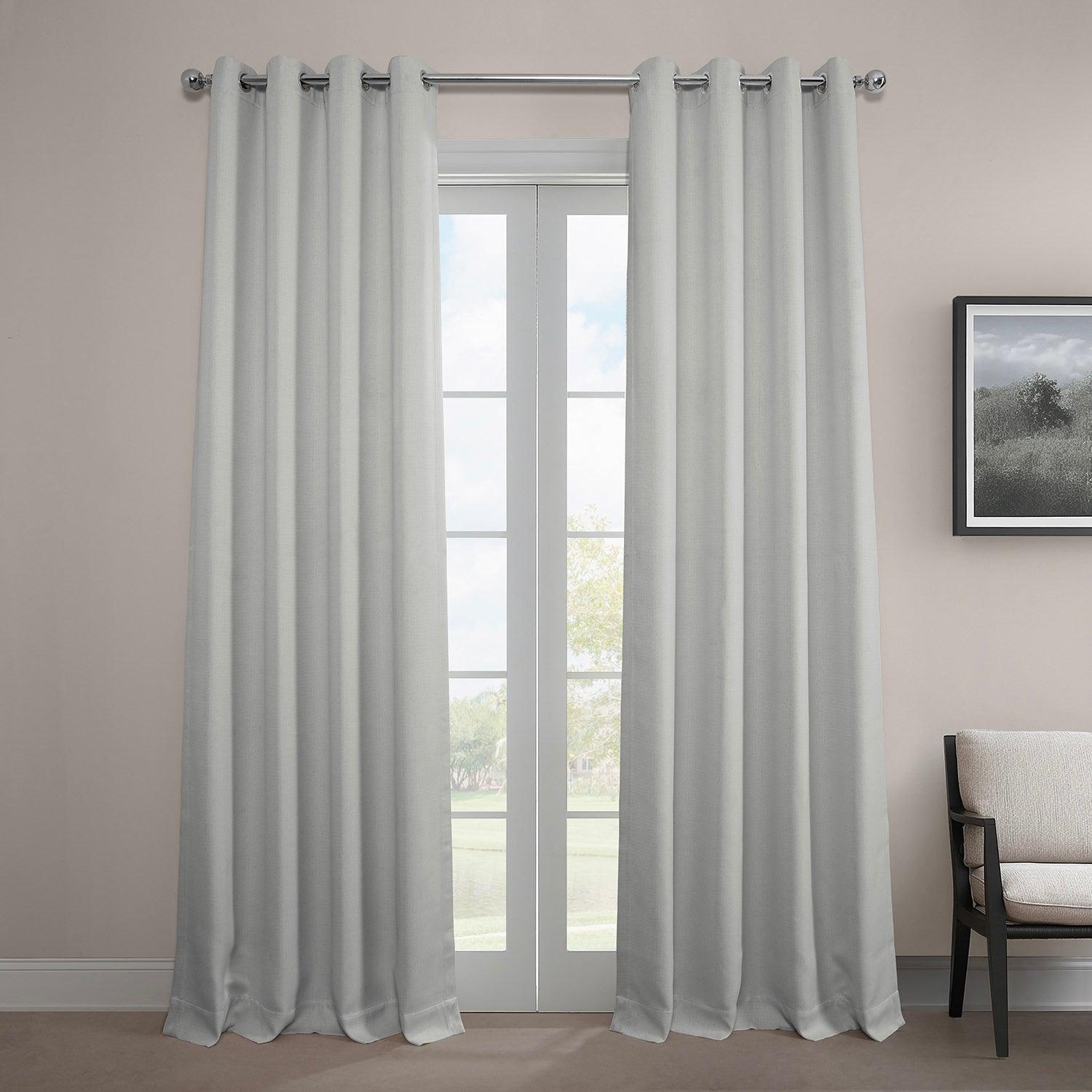 Oyster Grommet Textured Faux Linen Blackout Curtains - Light Blocking Window Drapes for Bedroom, Living Room & Home Theater