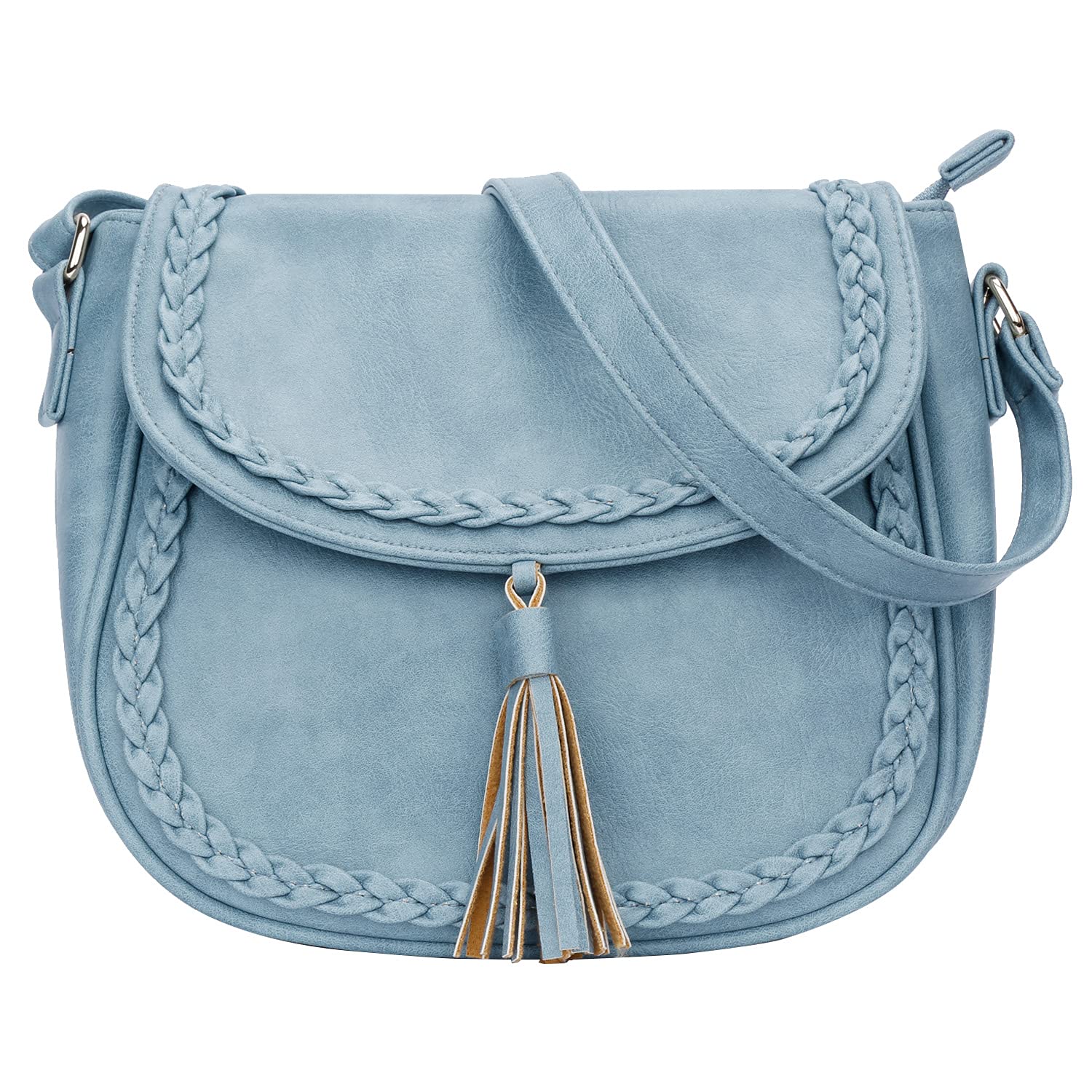 KKXIU Women's Casual Flap Saddle Crossbody Bag with Tassel - Stylish Shoulder Purse for Everyday Use, Work, Travel & Shopping
