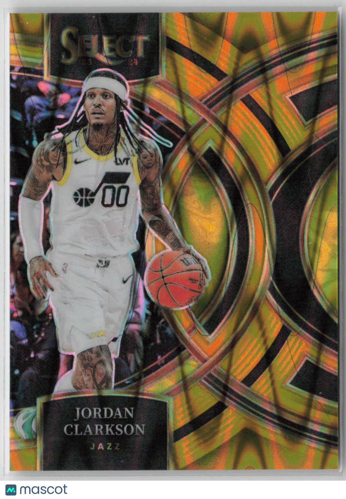 2023-24 Panini Select Prizm Premier Jordan Clarkson Gold Raywave 04/10 #168 Basketball Trading Card - Collectible NBA Memorabilia for Fans & Card Enthusiasts