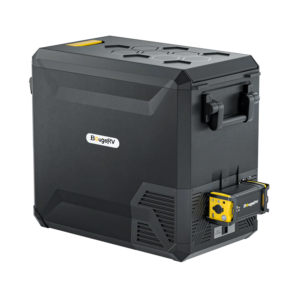 BougeRV ASPEN 50 12V 53QT (50L) Dual Zone Portable Car Refrigerator with 220Wh Battery - Perfect for Camping, Road Trips & RV Adventures