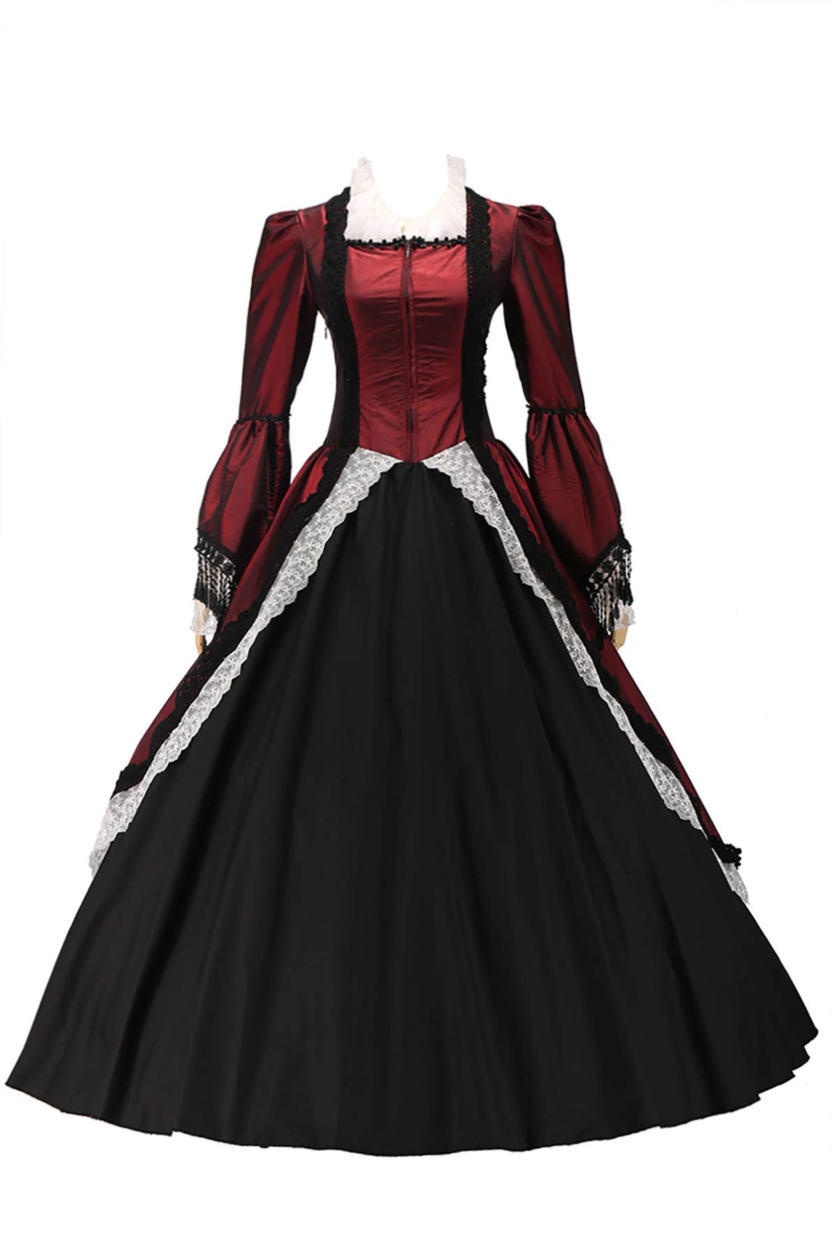 Marie Antoinette Style Victorian Dark Red Wedding Dress Ball Gown for Prom, Bridal, and Formal Events - Elegant Vintage Evening Gown for Brides, Dances, and Special Occasions