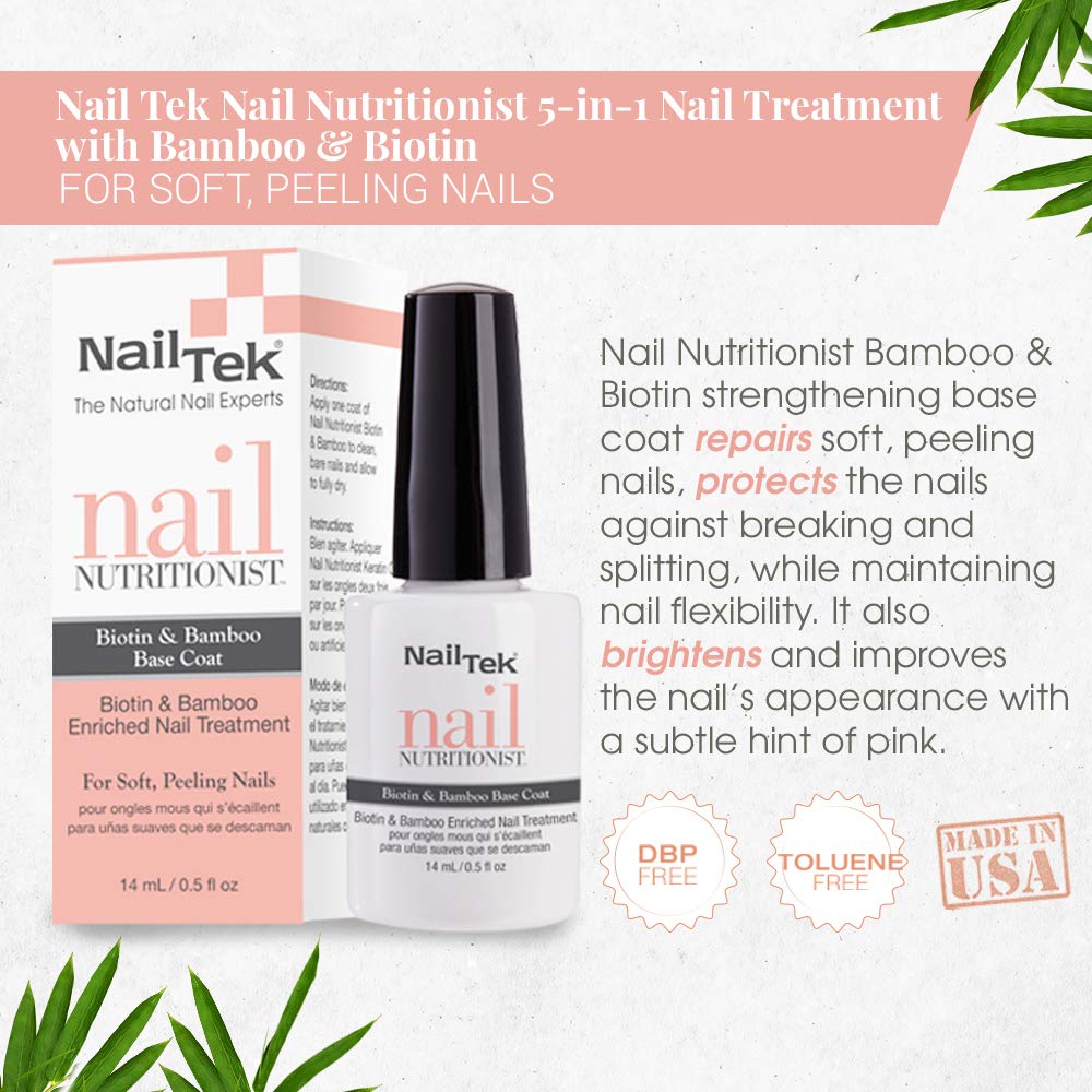 Nail Tek Nail Nutritionist - Bamboo & Biotin 5-in-1 Nail Treatment for Soft & Peeling Nails | 0.5 oz | Strengthens & Repairs | Perfect for Weak, Brittle Nails | At-Home Nail Care Solution