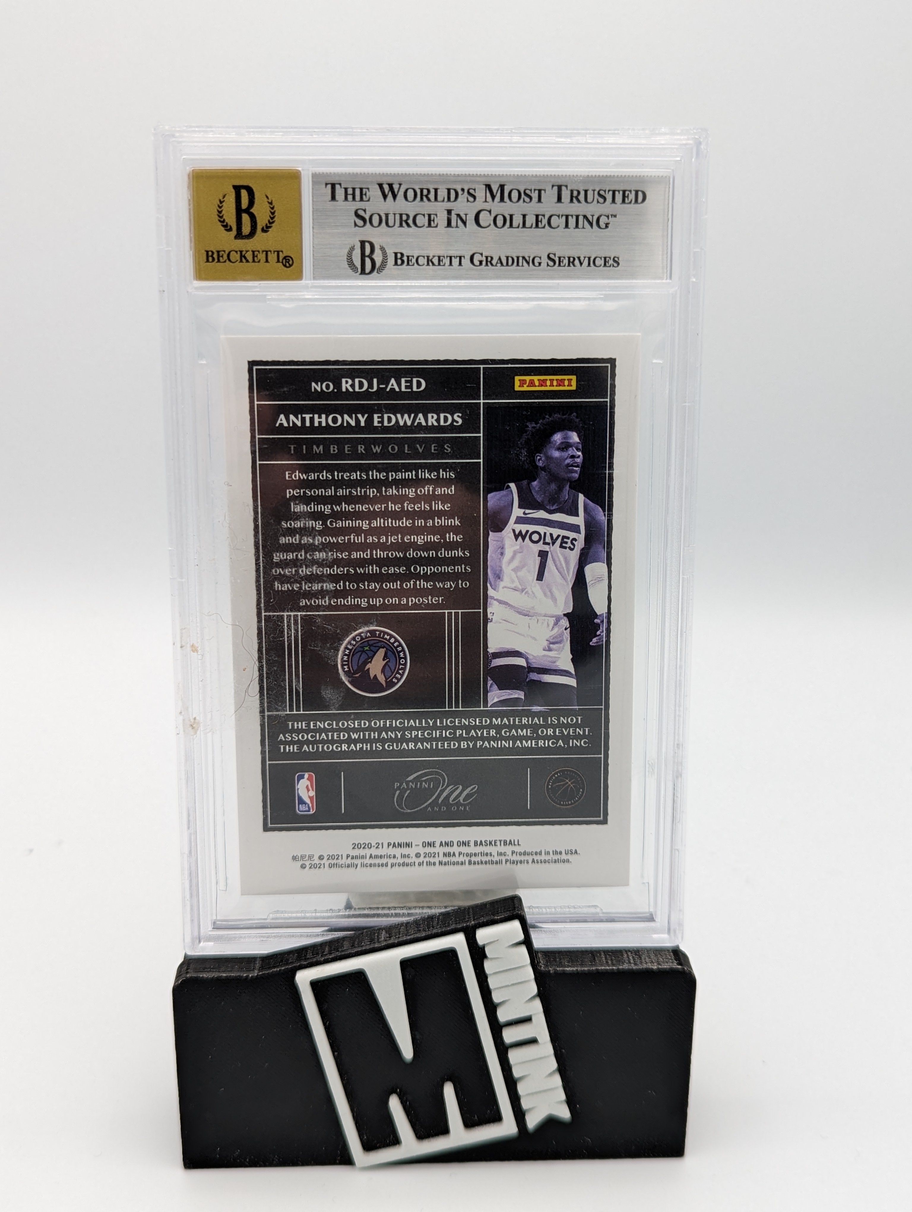 2020-21 Panini One and One Anthony Edwards Rookie Dual Jersey Autograph Card #RDJ AED /99 BGS 9 - Perfect for NBA Collectors and Basketball Memorabilia Enthusiasts