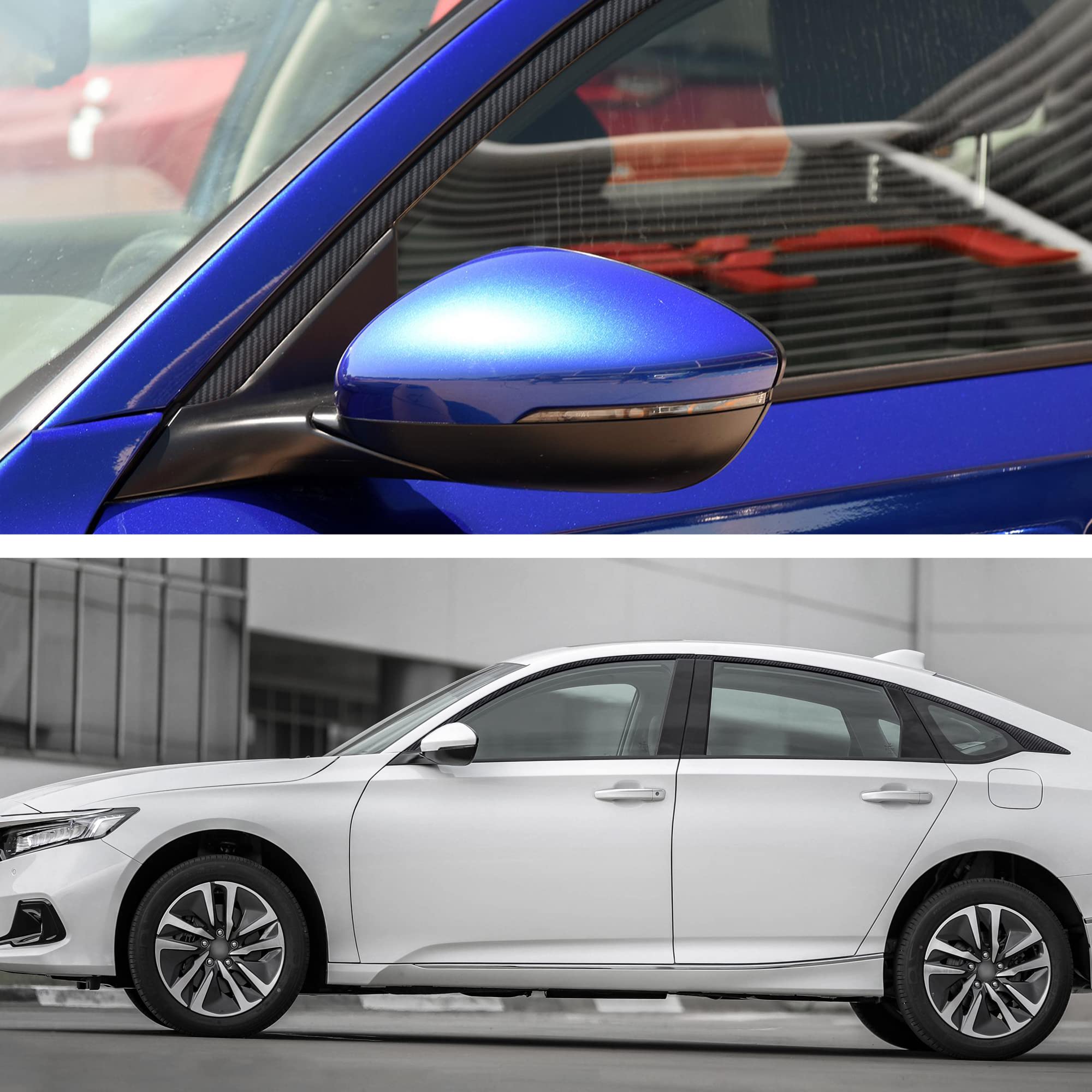 TOMALL Car Window Edge Vinyl Stickers for Honda Accord Sedan 2018-2022 | Carbon Fiber Auto Window Trim Cover Strip Accessories | Weatherproof Protection & Style Upgrade