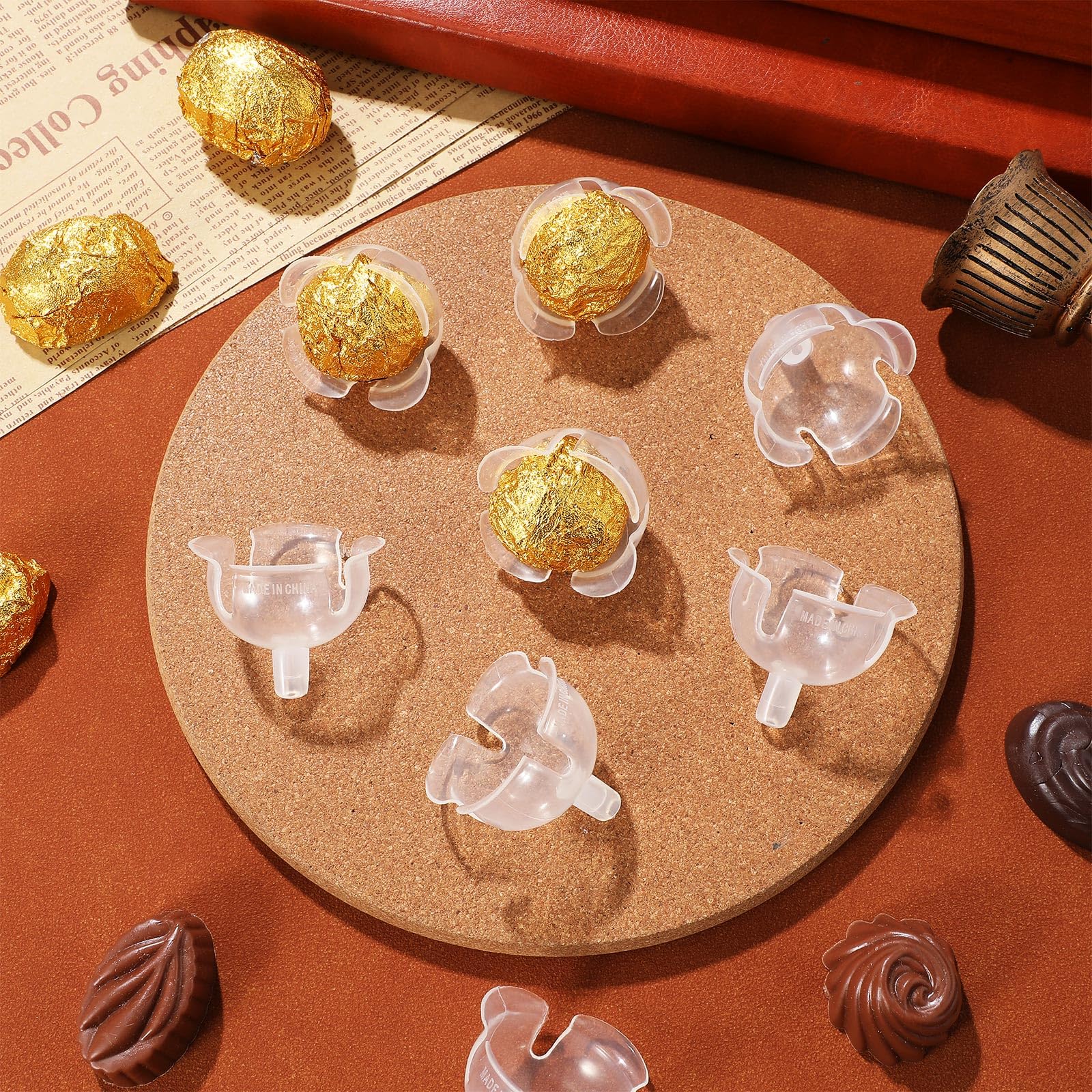 50pcs Clear Chocolate Bouquet Holders - Candy Flower Packaging Base for Valentine's Day, Wedding Floral Arrangements - Perfect for DIY Chocolate Gifts, Party Decorations & Romantic Surprises